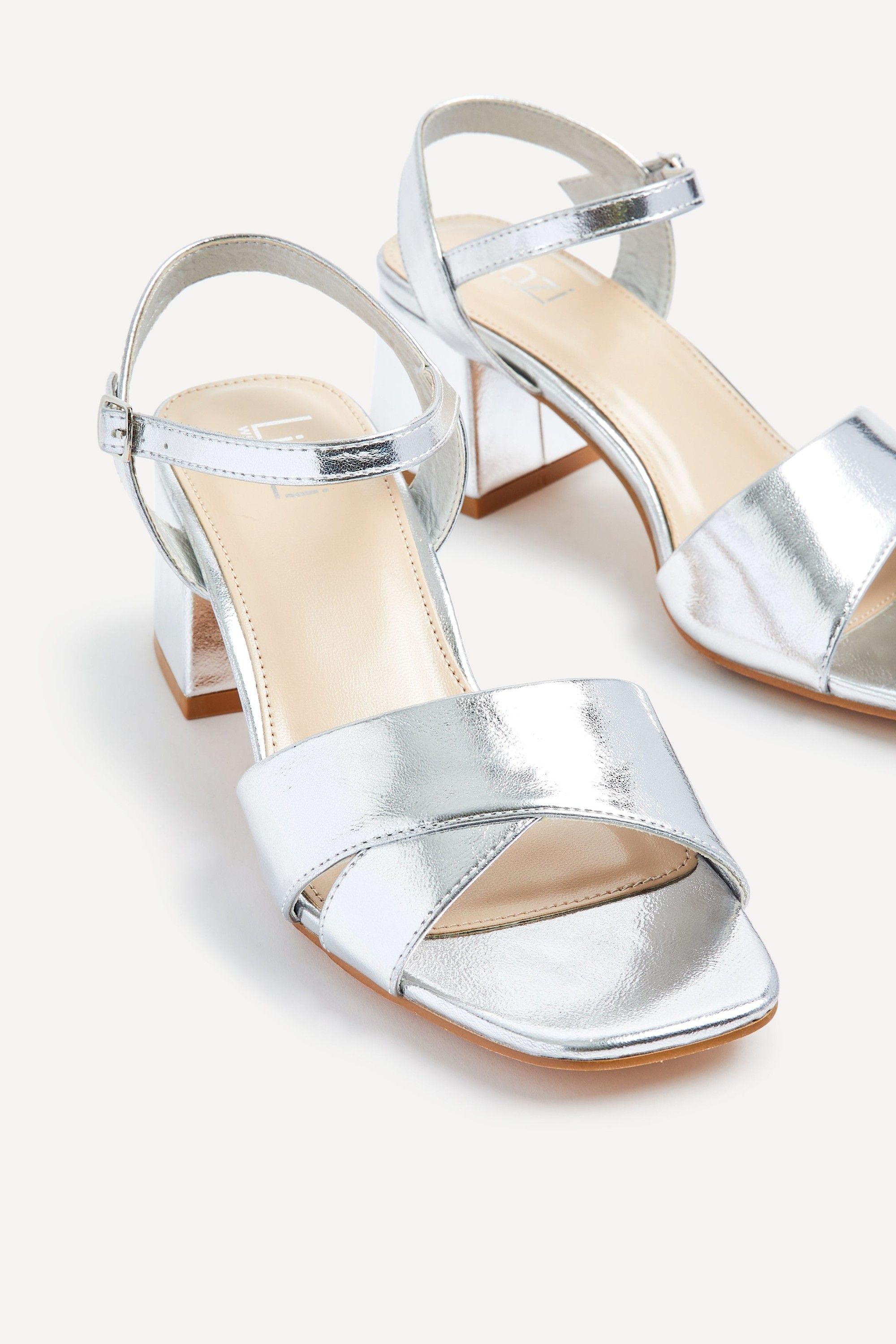 Linzi Vivian Wide Fit Silver Block Heel Sandals image 5