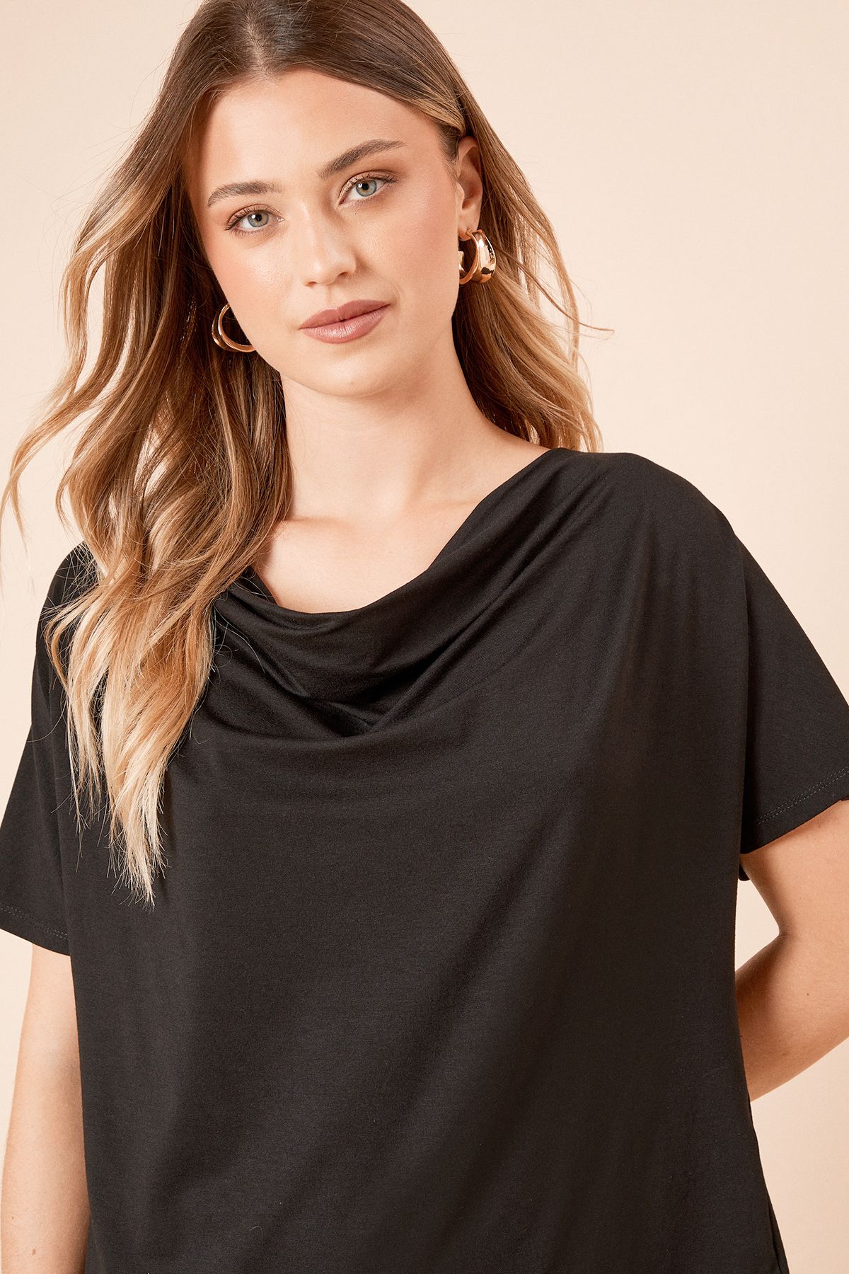 Dorothy Perkins Cowl Neck T Shirt Black image 3