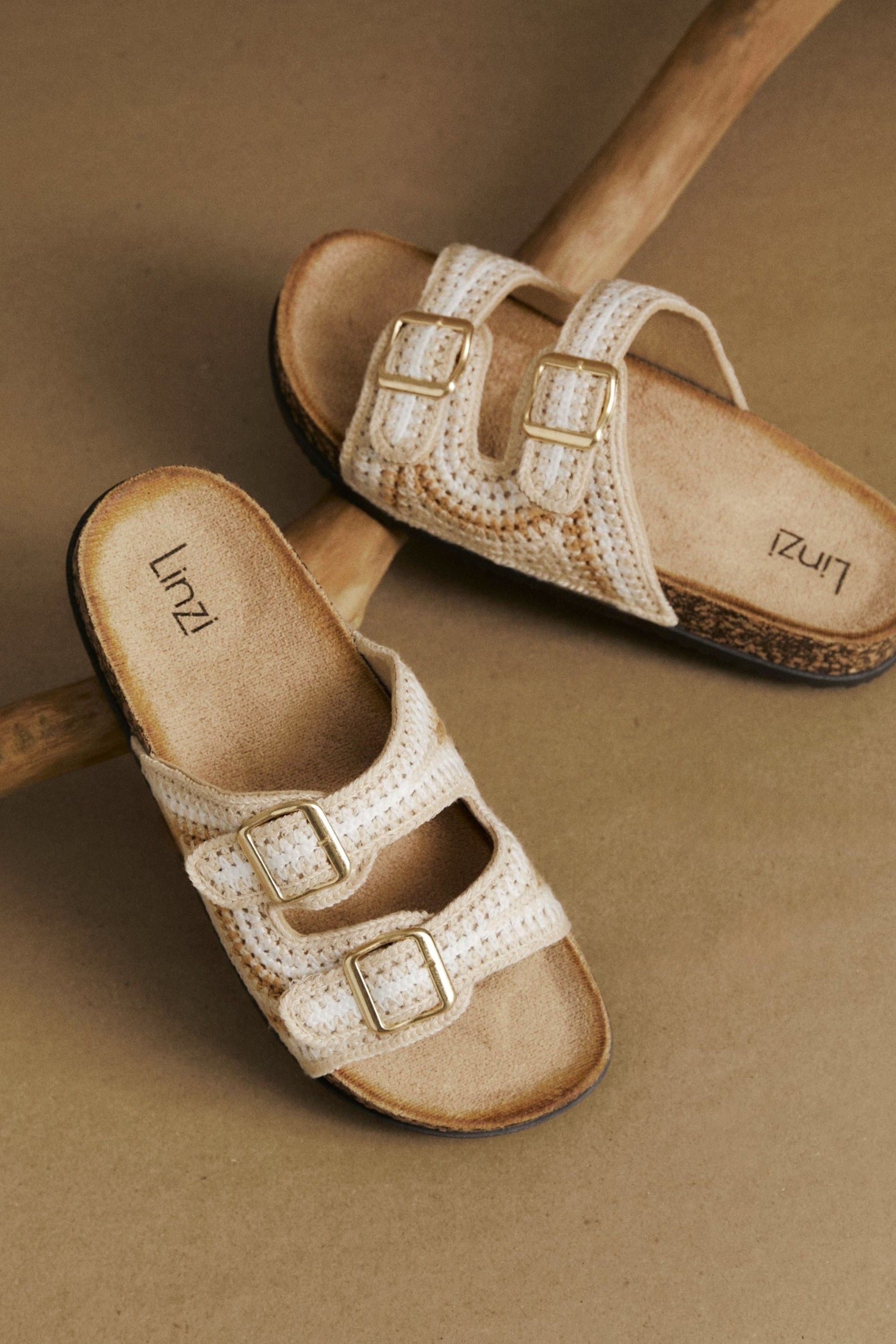 Linzi Jaylyn Beige Double Buckle Sandals image 2