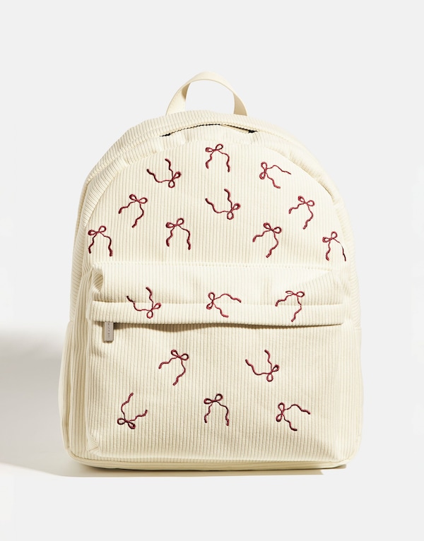 SKINNYDIP Burgandy Bow Embroidered Backpack
