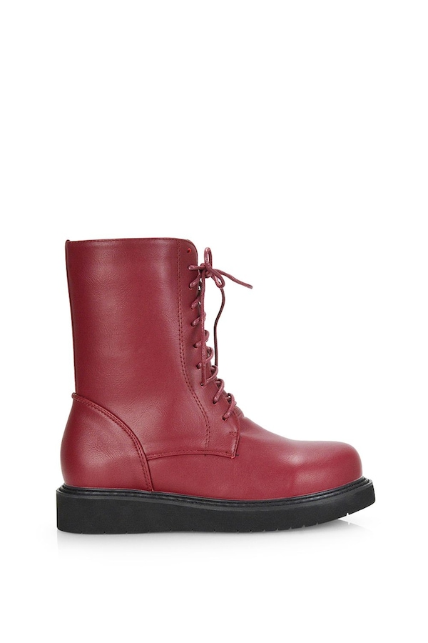 XY London 'Lizzo' Flat Chunky Sole Zip-Up Flatform Lace up Ankle Biker Boots