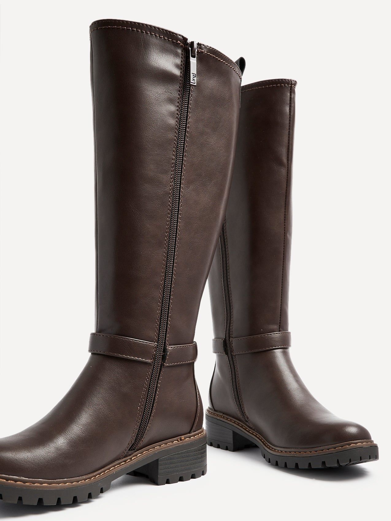 Linzi Gilded Brown Faux Leather High Leg Boot image 4