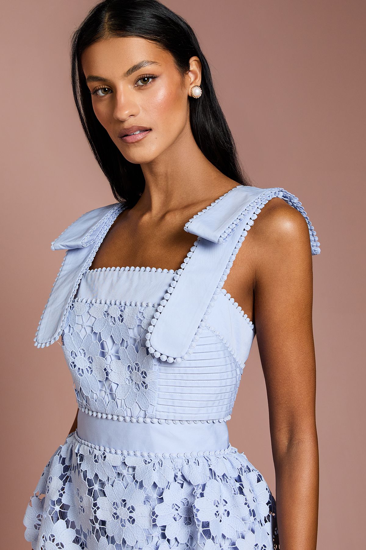 Coast Petite Peplum Lace Midi Dress Powder Blue image 4