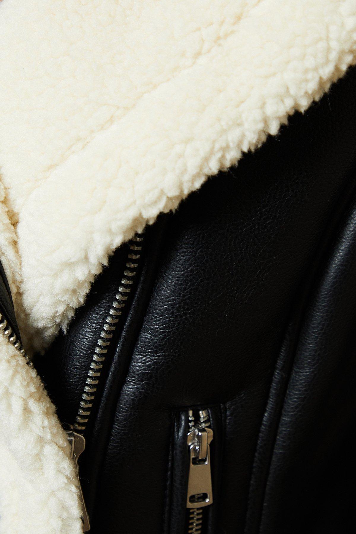 Dorothy Perkins Petite Short Aviator Jacket Black image 5