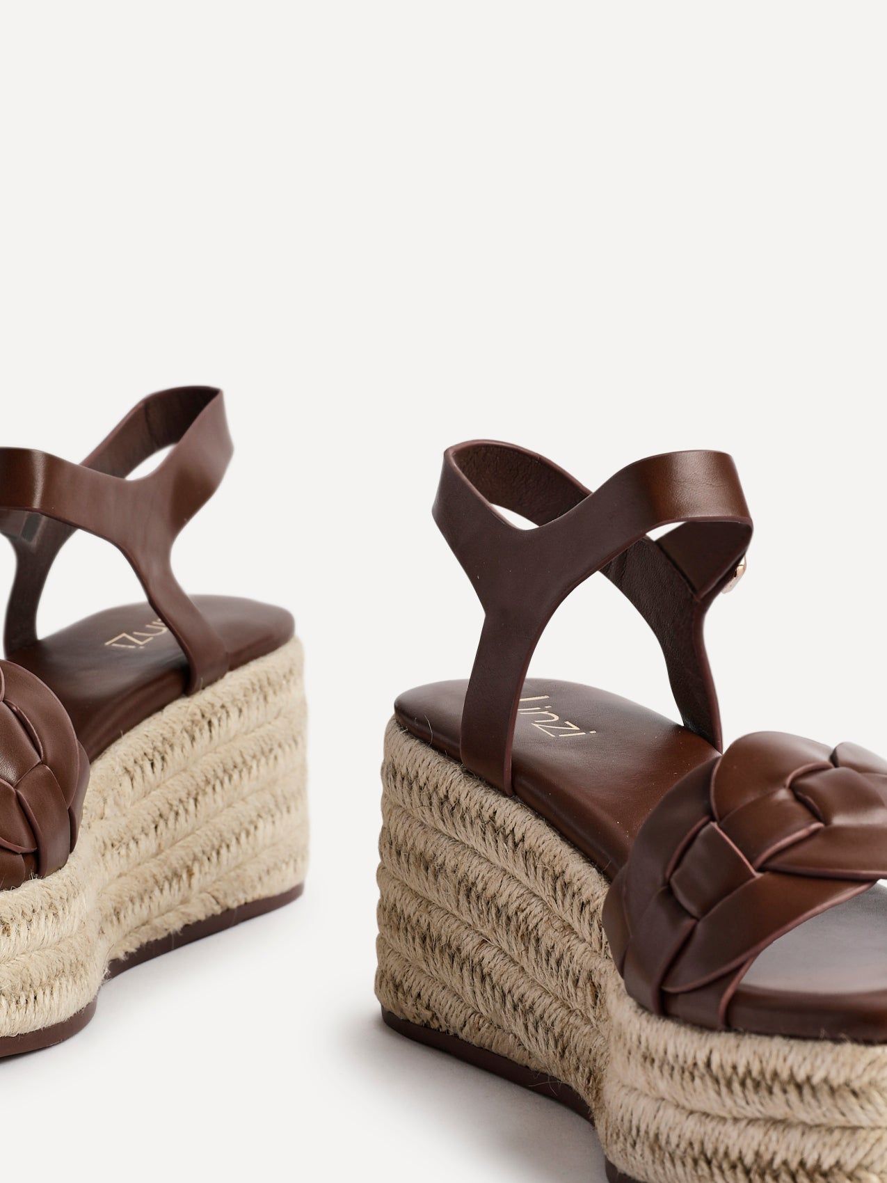 Linzi Grazia Brown Plaited Flatform Sandals image 4