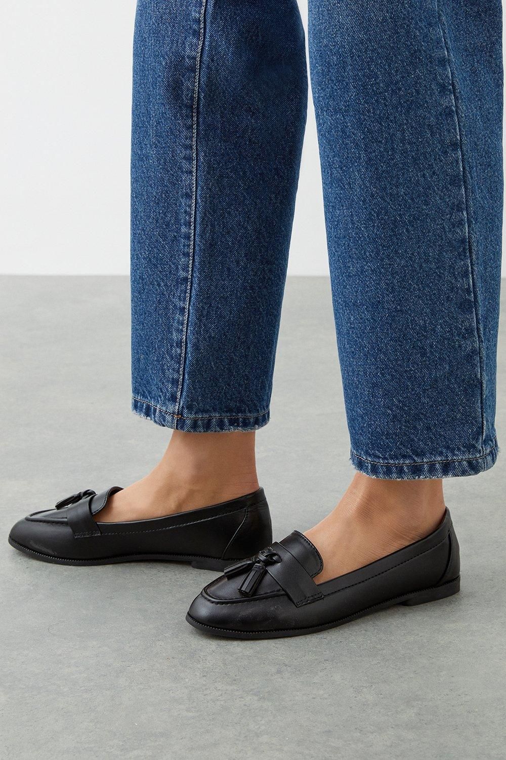 Dorothy Perkins Wide Fit Lennie Tassel Loafers Black image 1