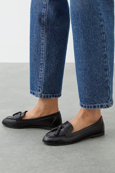Dorothy Perkins Wide Fit Lennie Tassel Loafers Black