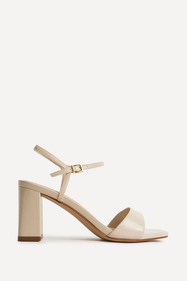 Linzi Reveal Nude Faux Leather Block Heeled Sandals
