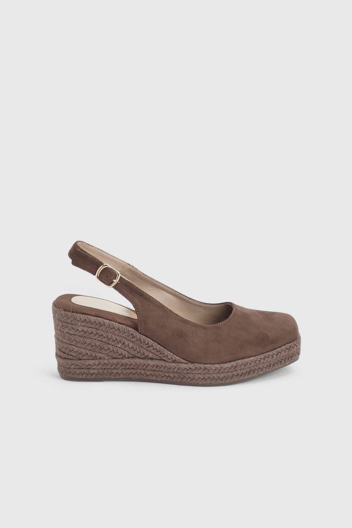 Dorothy Perkins Reggie Faux Suede Closed Toe Slingback High Espadrille Wedges Chocolate
