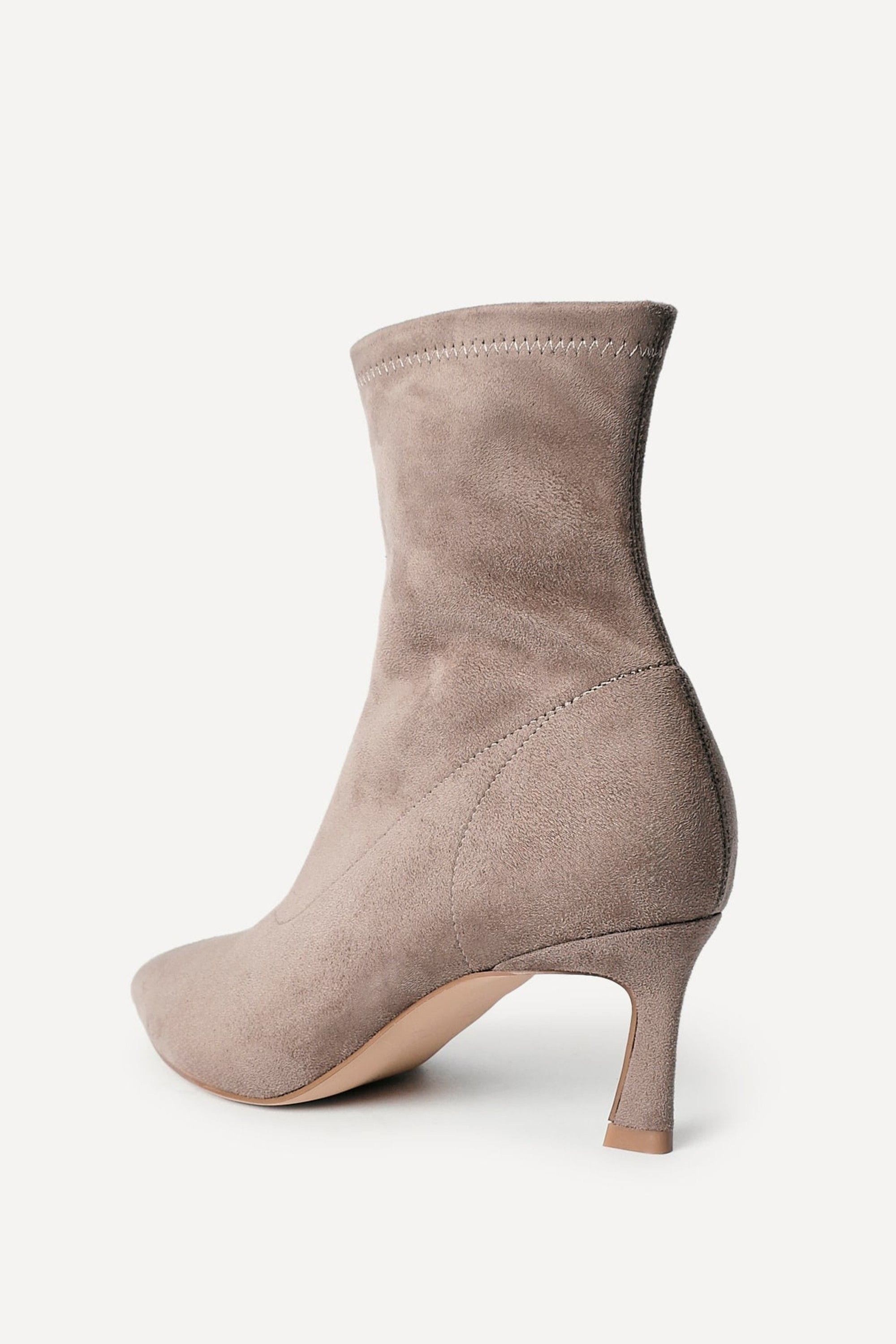 Linzi Upgrade Mocha Faux Suede Kitten Heel Sock Ankle Boot image 5