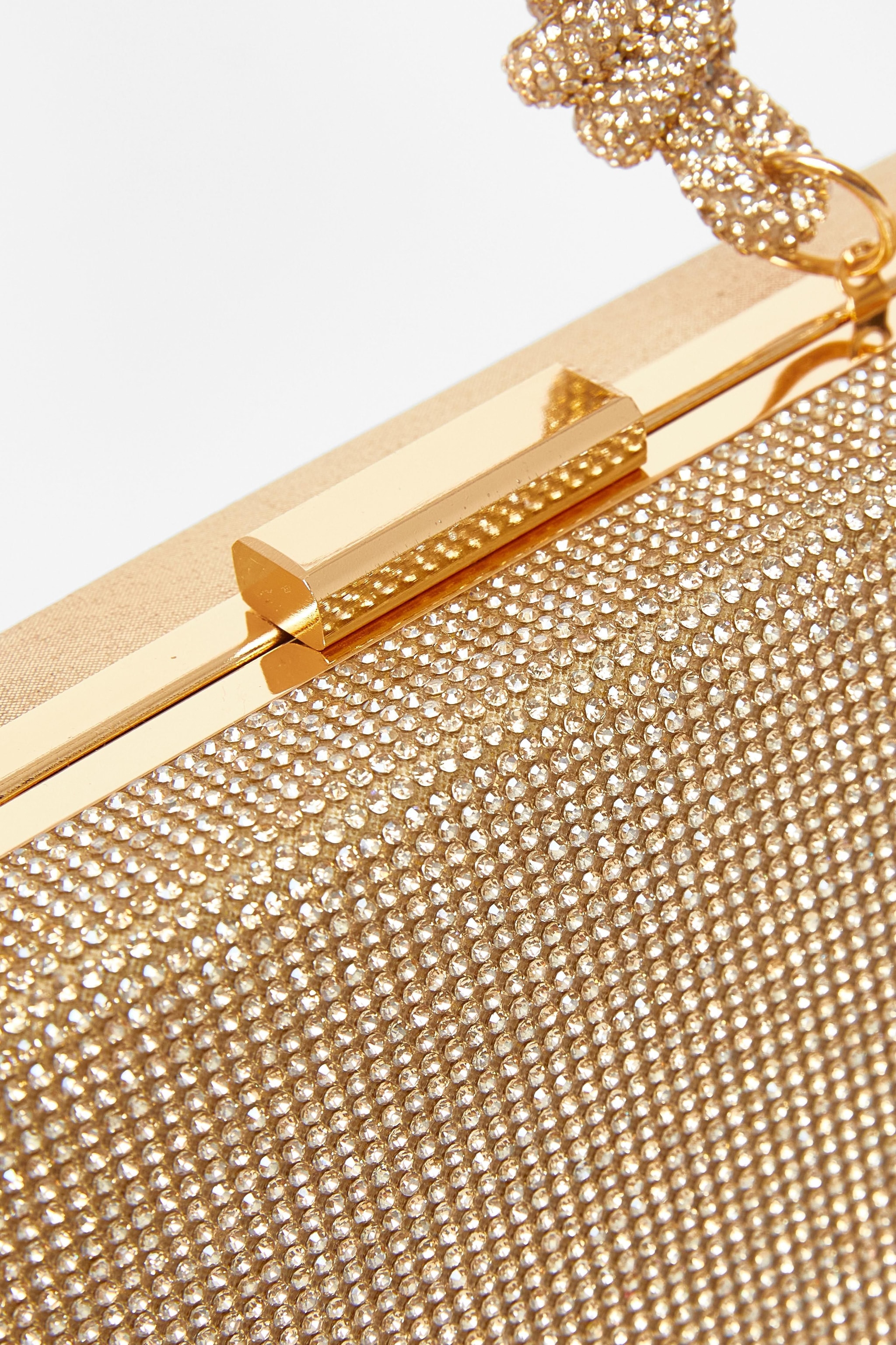 Quiz Gold Diamante Knot Handle Bag image 5