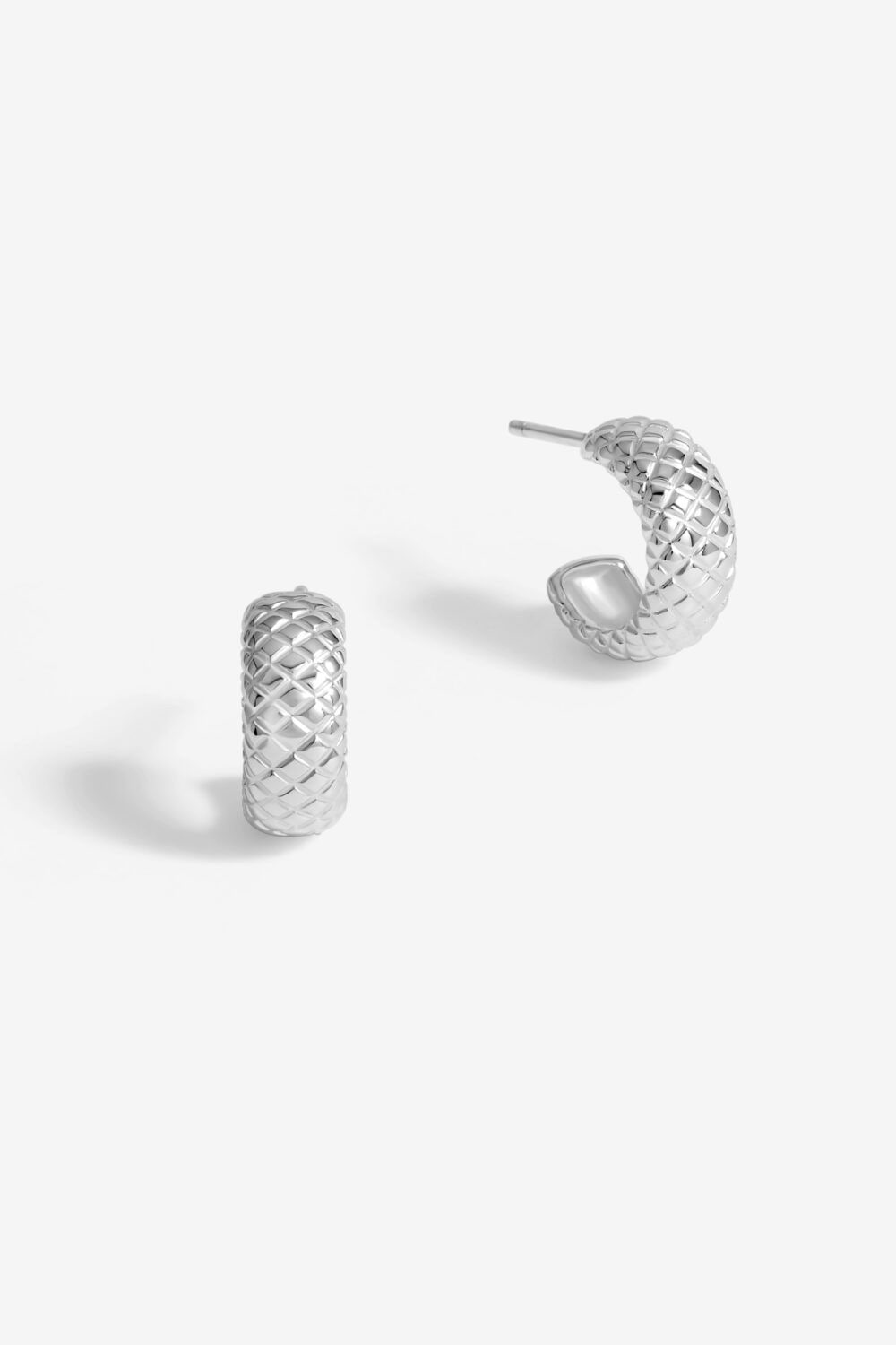 Simply Silver Sterling Silver 925 Polished Snake Textured Hoop Earrings image 1