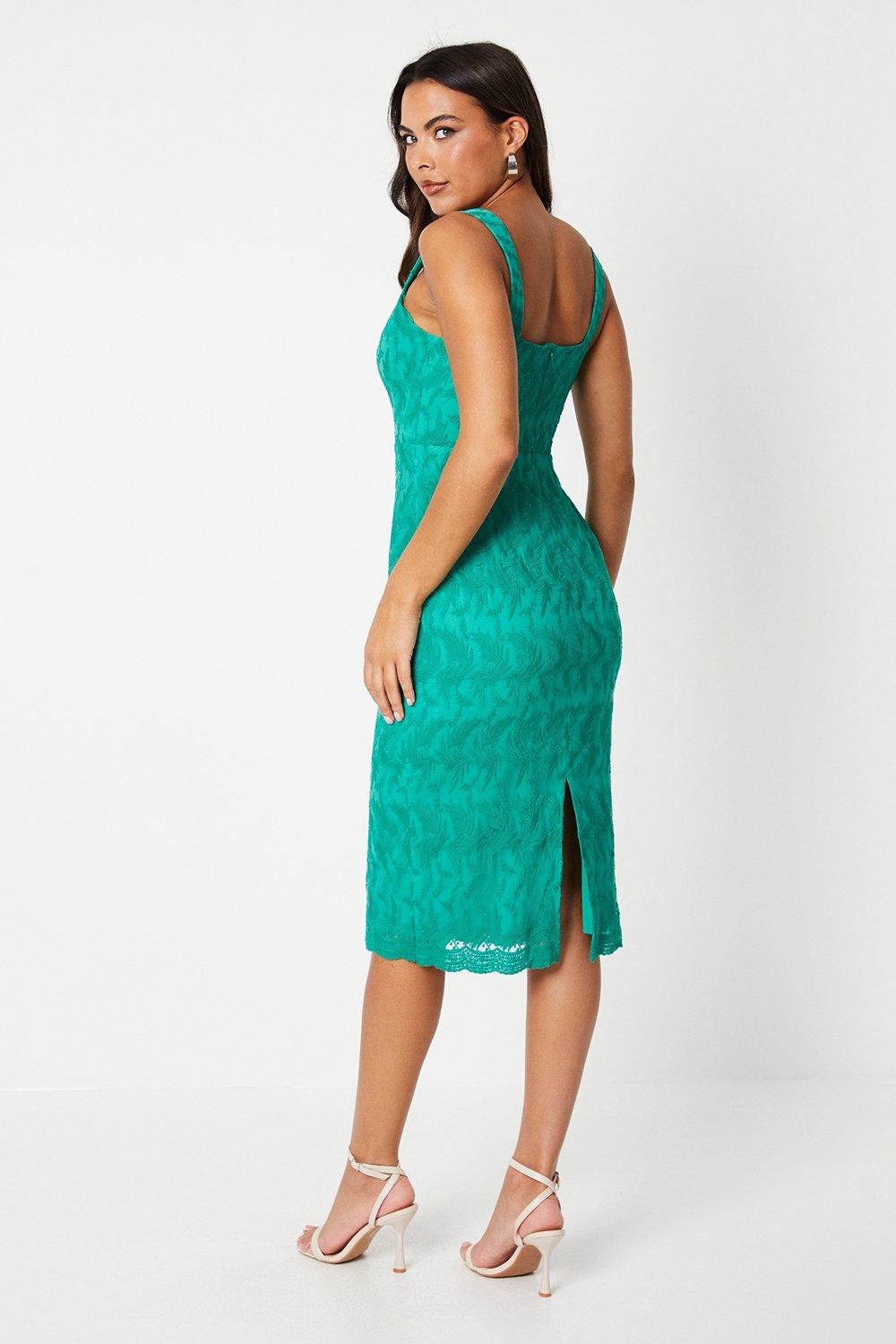 Coast Lace Pencil Midi Dress Green image 3