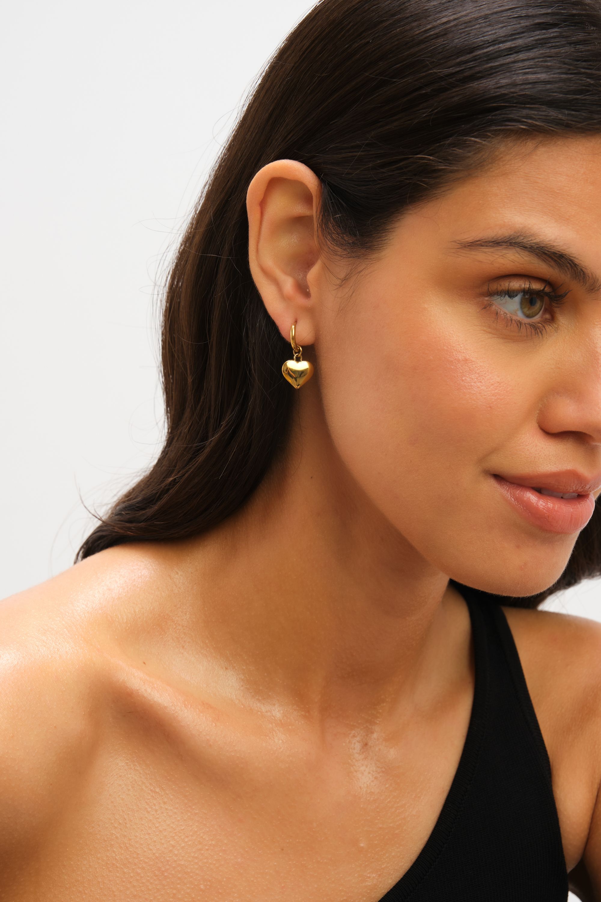 Jon Richard Waterproof Gold Plated Heart Charm Hoop Earrings image 4