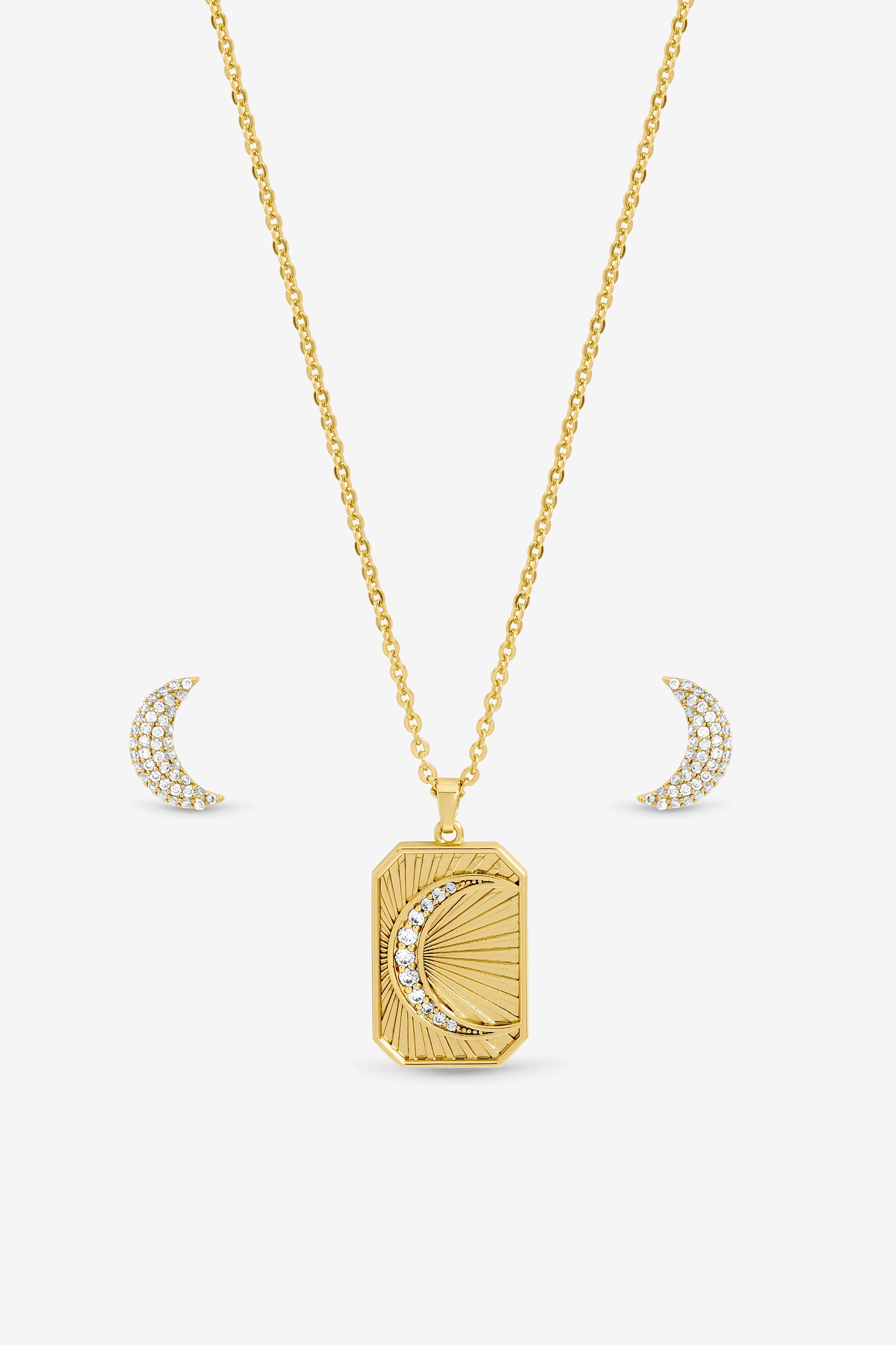 Inicio Gold Plated and Pave Moon Set - Gift Box image 2