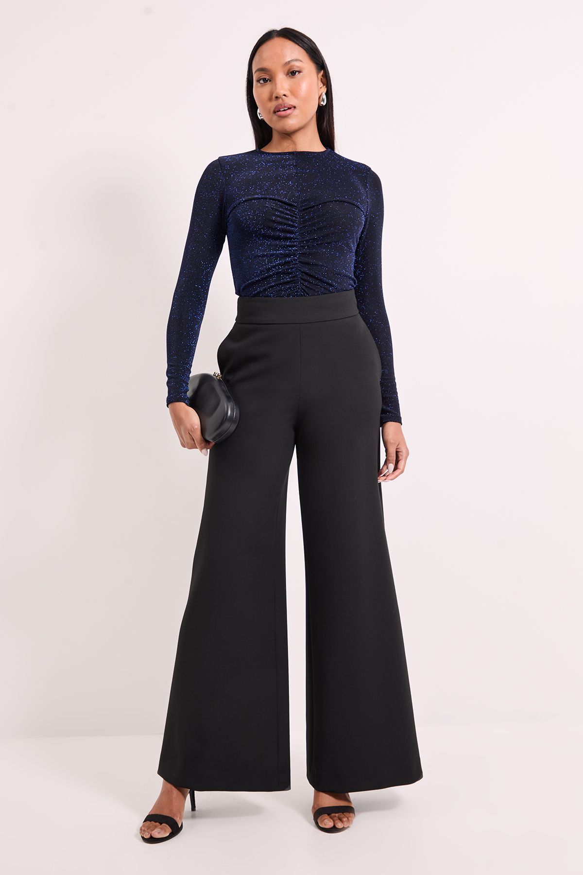 Principles Front Seam Gauged Sparkle Top Black image 4