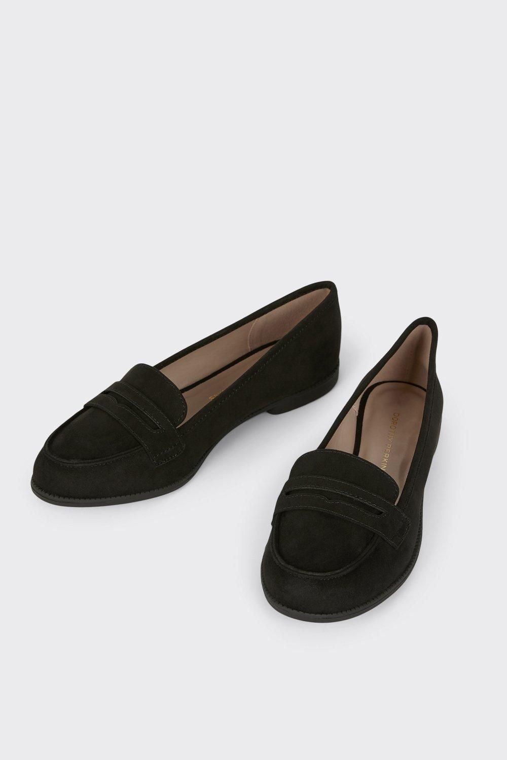 Dorothy Perkins Wide Fit Lara Penny Loafers Natural Black image 3