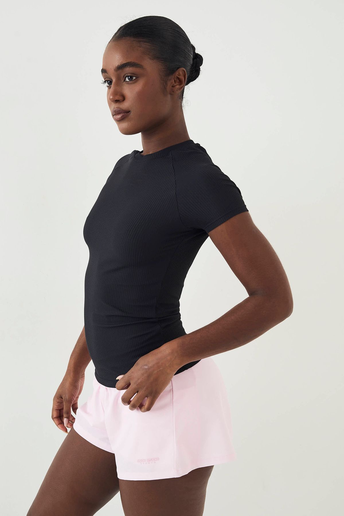 DSGN Studio DSGN Studio Ultra Sculpt Rib Short Sleeve Top Black image 3