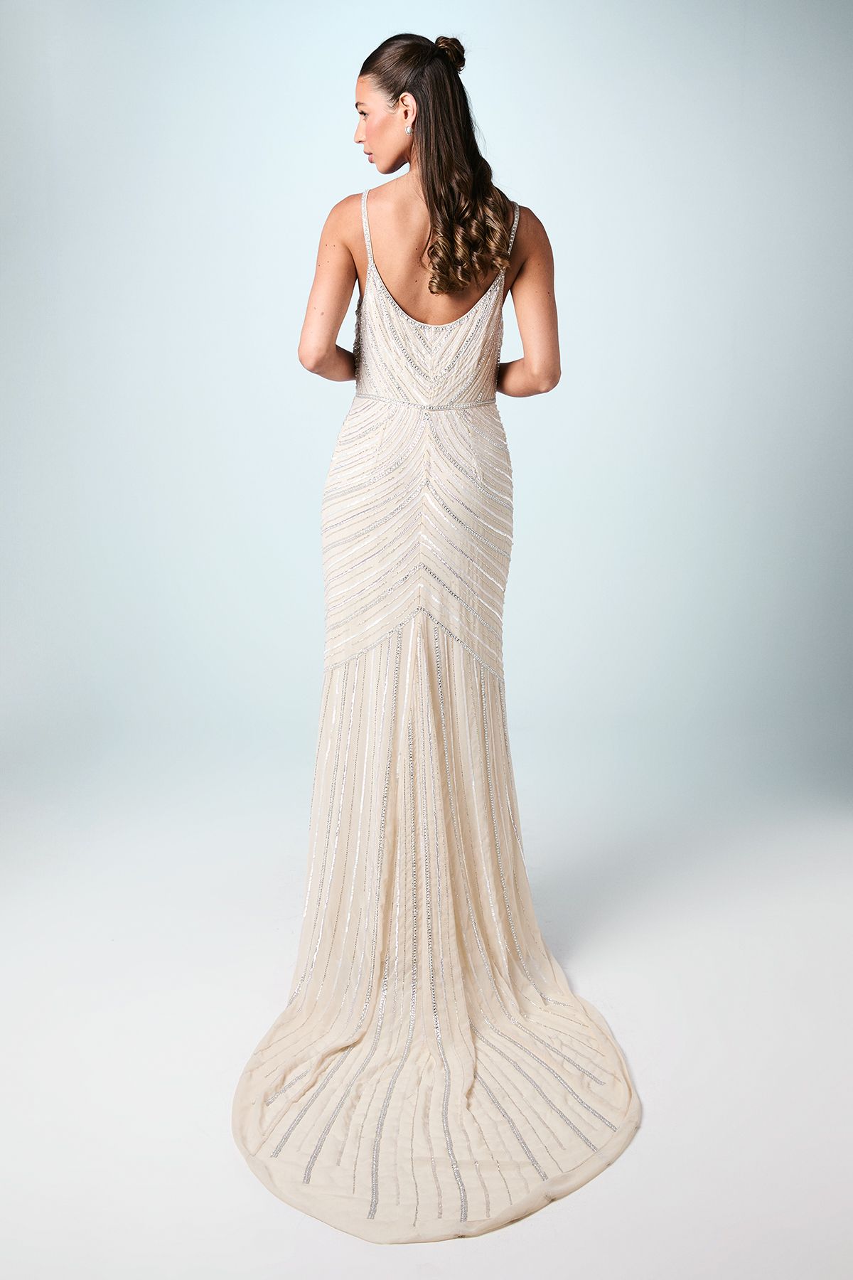 Coast Embellished Strappy Maxi Wedding Dress with Train Nude image 3