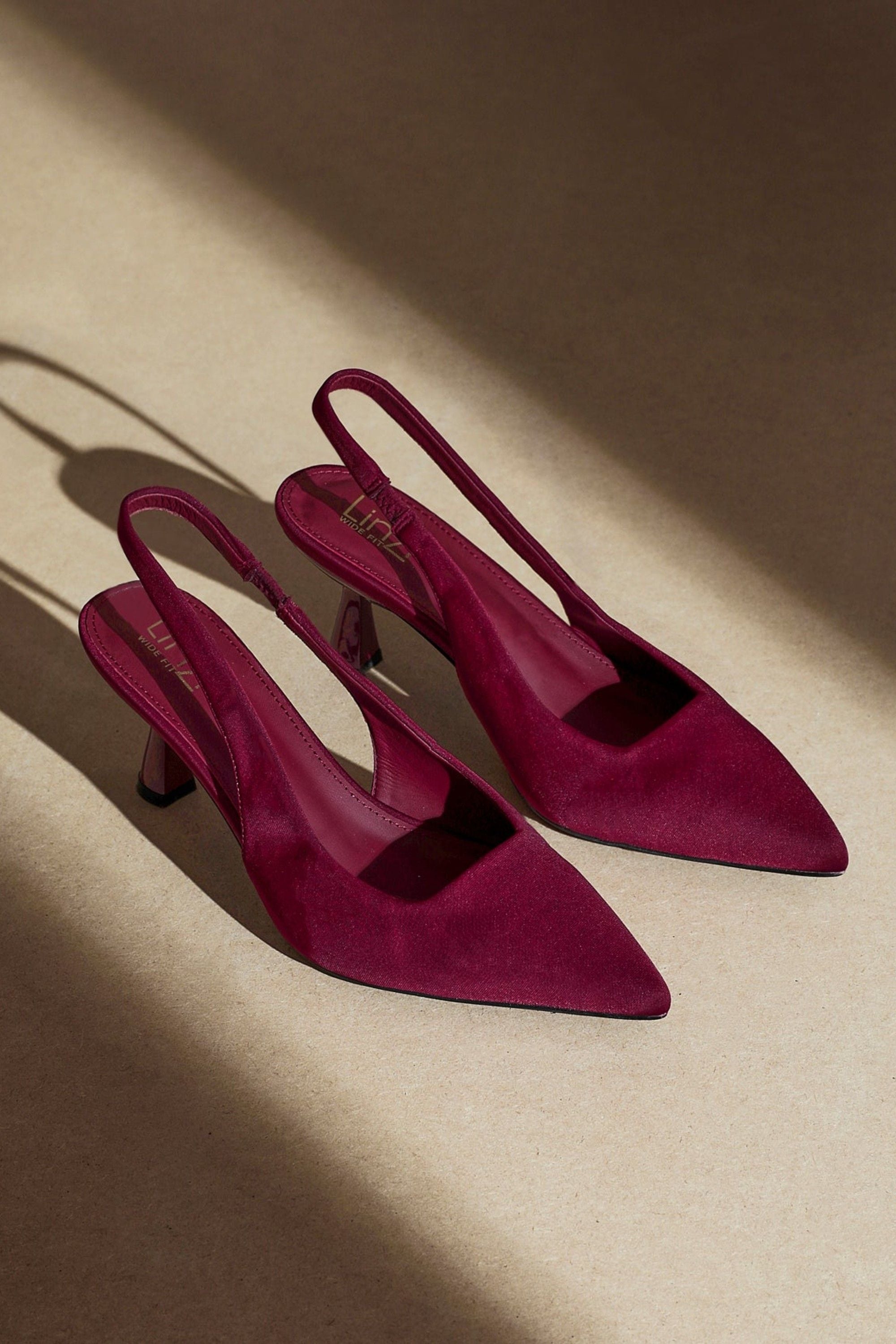 Linzi Izzie Wide Fit Burgundy Scuba Sling Back Low Court Heel image 2