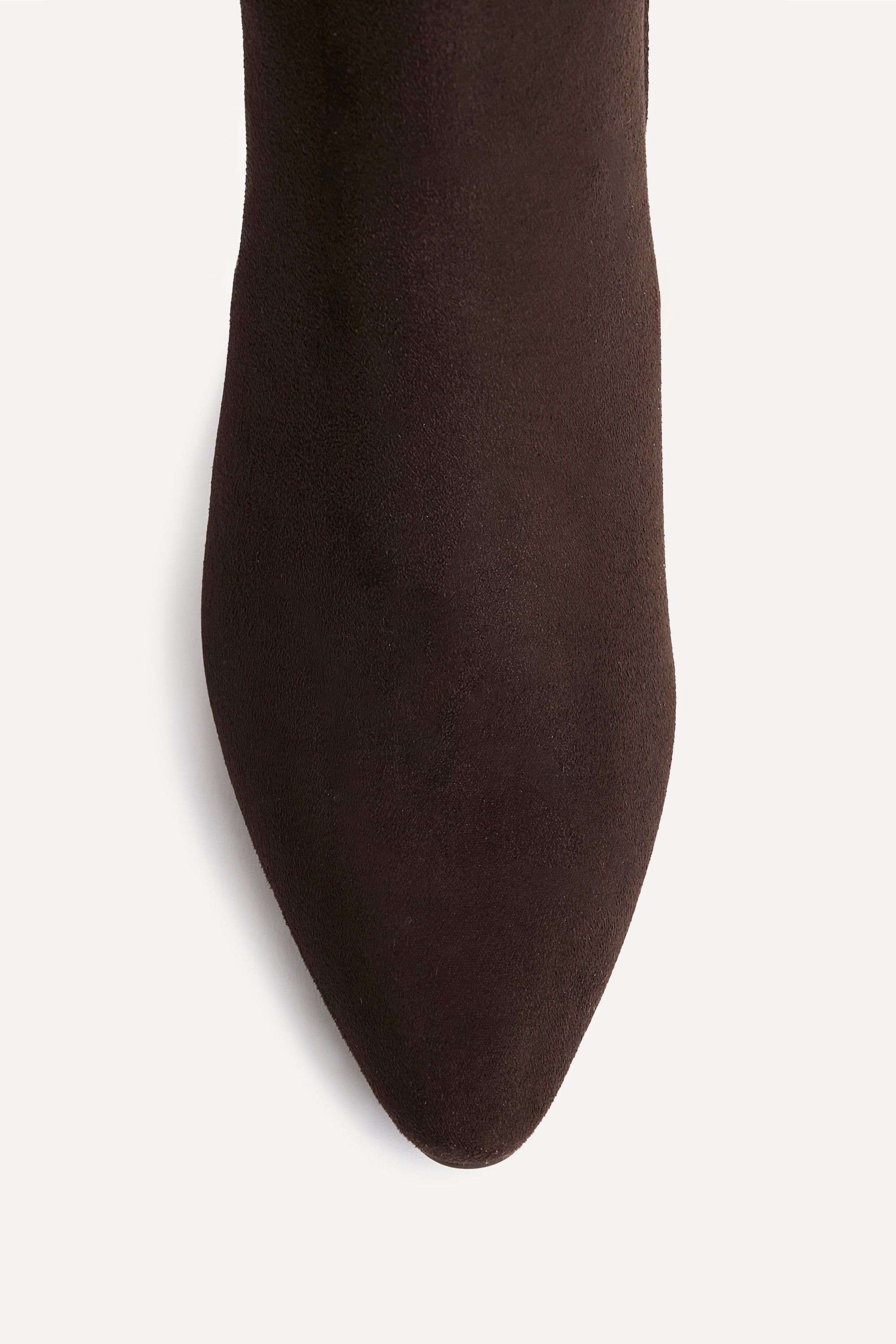 Linzi Demand Brown Faux Suede Over The Knee Block Heeled Boot image 4