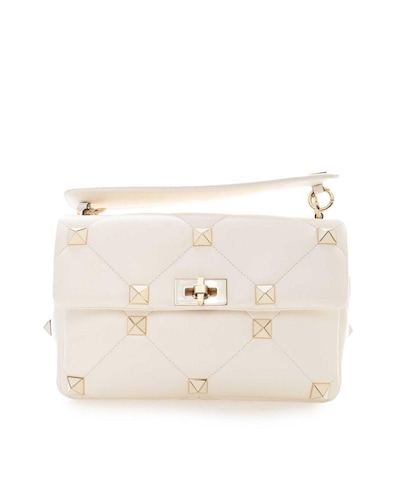 Valentino Preloved Roman Stud Shoulder Bag Wo - White Satchel