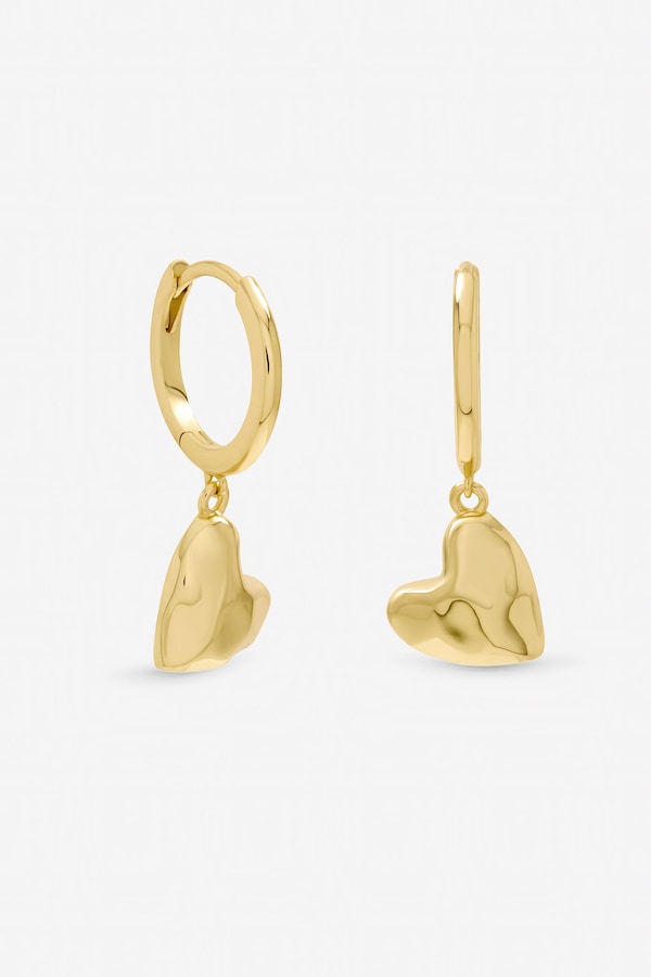 Inicio Gold Plated Molton Heart Huggie Earrings - Gift Pouch