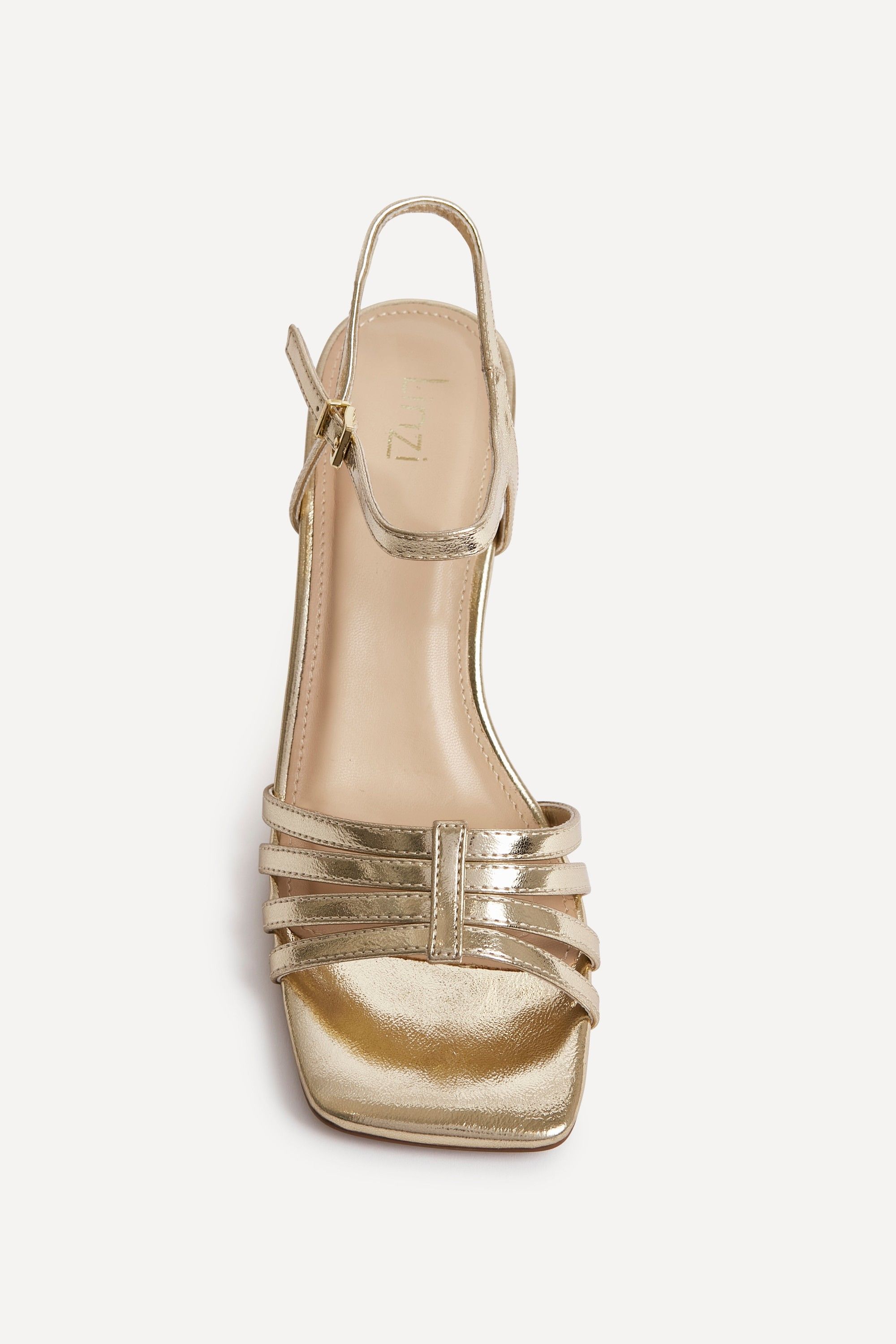 Linzi Annie Gold Faux Leather Strappy Block Heel image 4