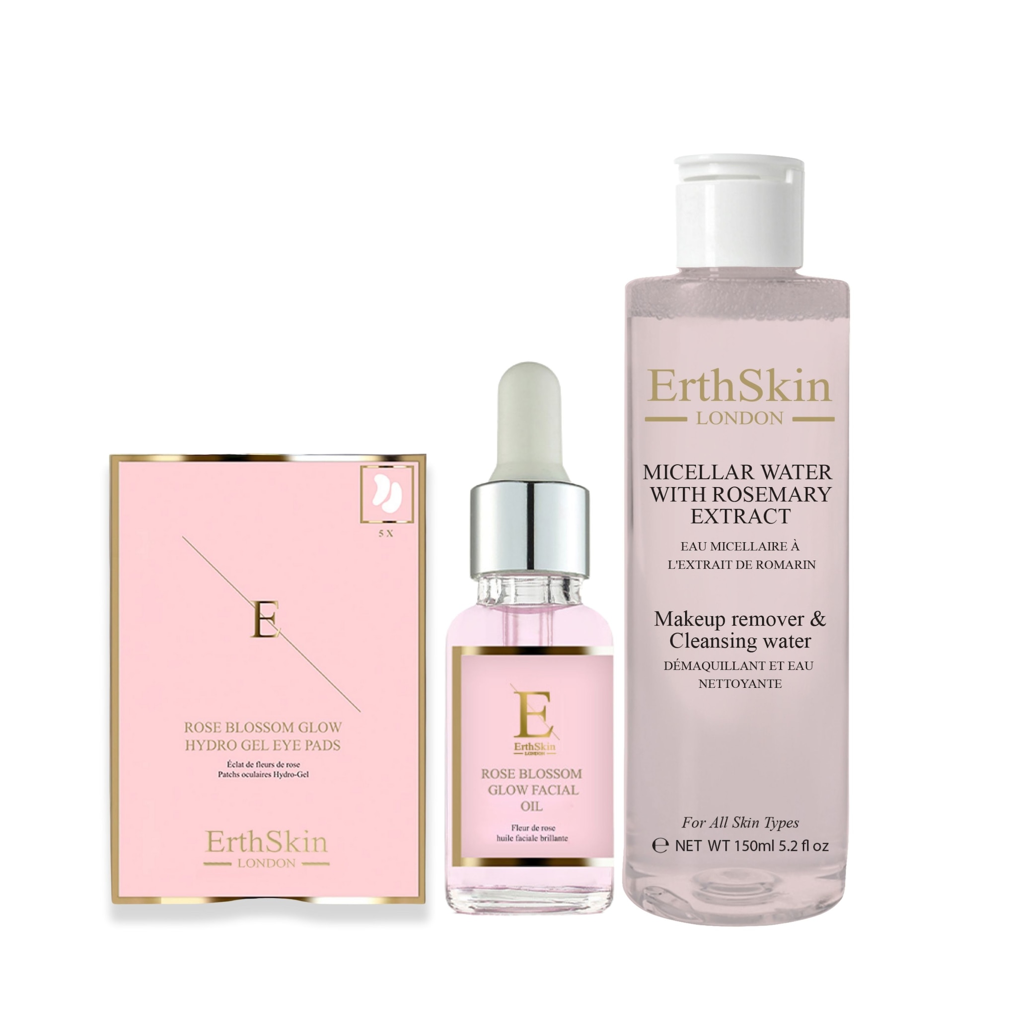Erth Skin London Rosemary Micellar Water + Rose Glow Oil & Rose Eye Pads image 1