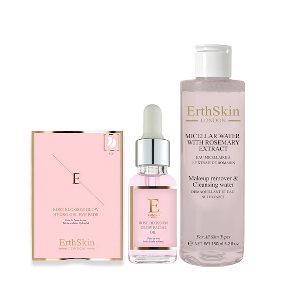 Erth Skin London Rosemary Micellar Water + Rose Glow Oil & Rose Eye Pads