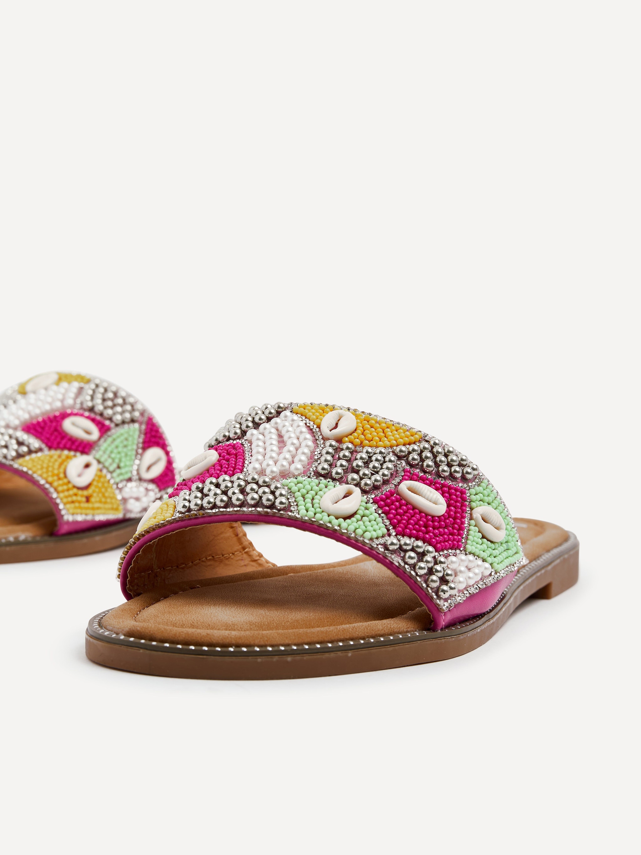 Linzi Seanna Fuchsia & Yellow Embellished Shell Slider image 4