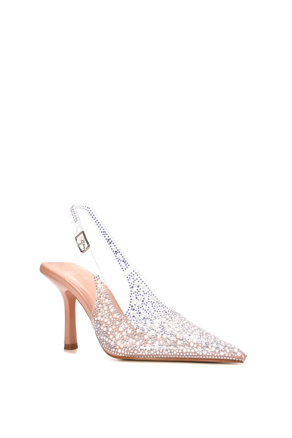 XY London 'Pauline' Pointed Toe Perspex Sparkly Slingback Stiletto High Heels image 2
