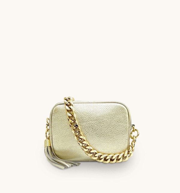 Apatchy London Leather Crossbody Bag With Gold Chain Shoulder Strap