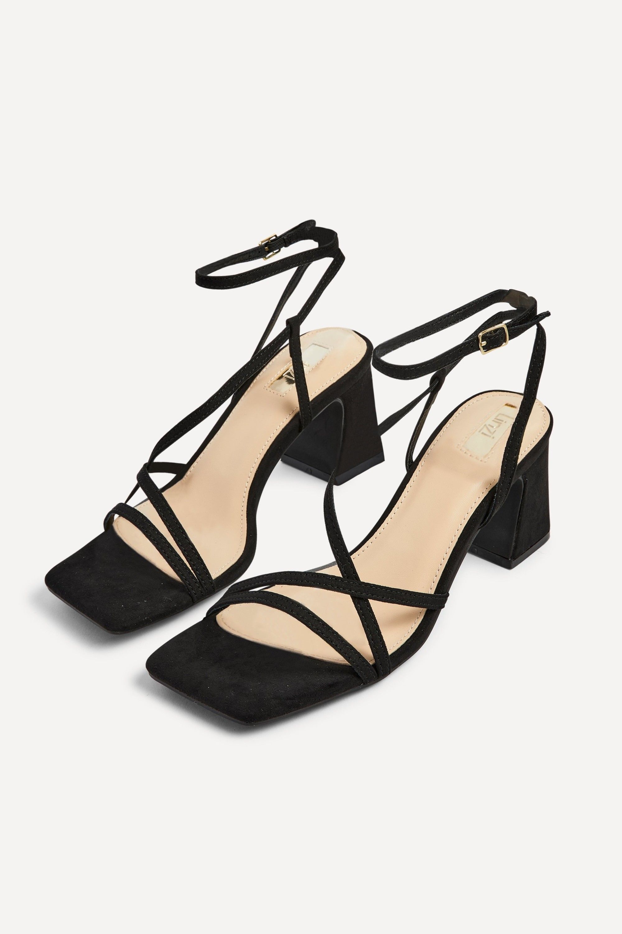 Linzi Memphis Black Faux Suede Crossover Slingback Block Heeled Sandal image 5