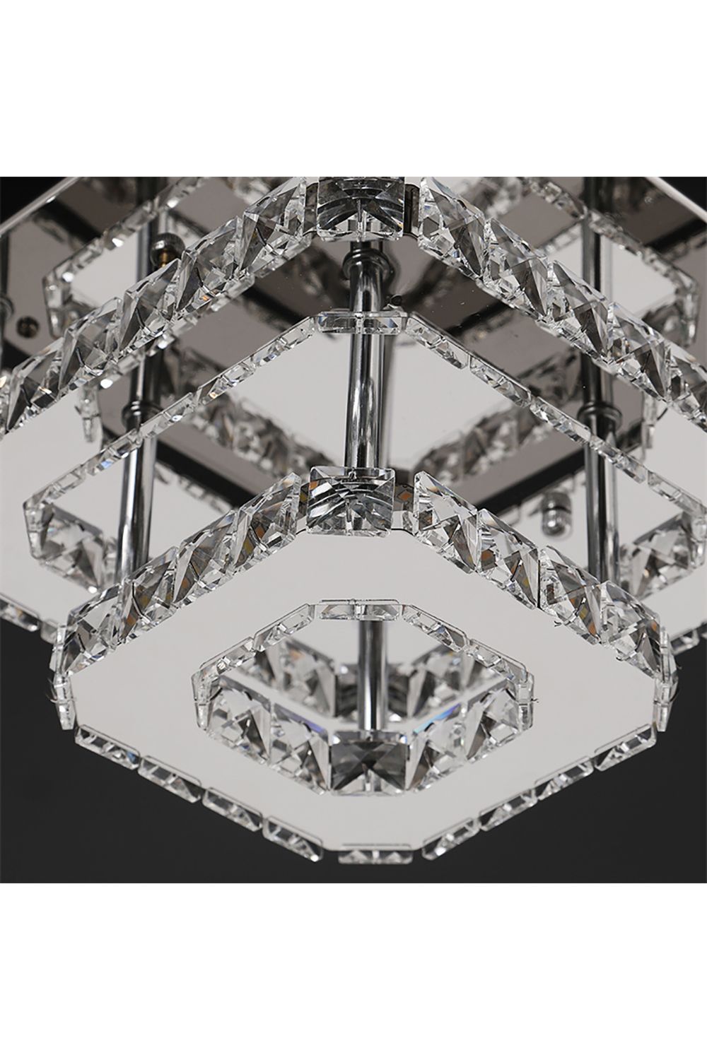 Living and Home Non-Dimmable Crystal Square Double Layer LED Ceiling Light Cool White image 6