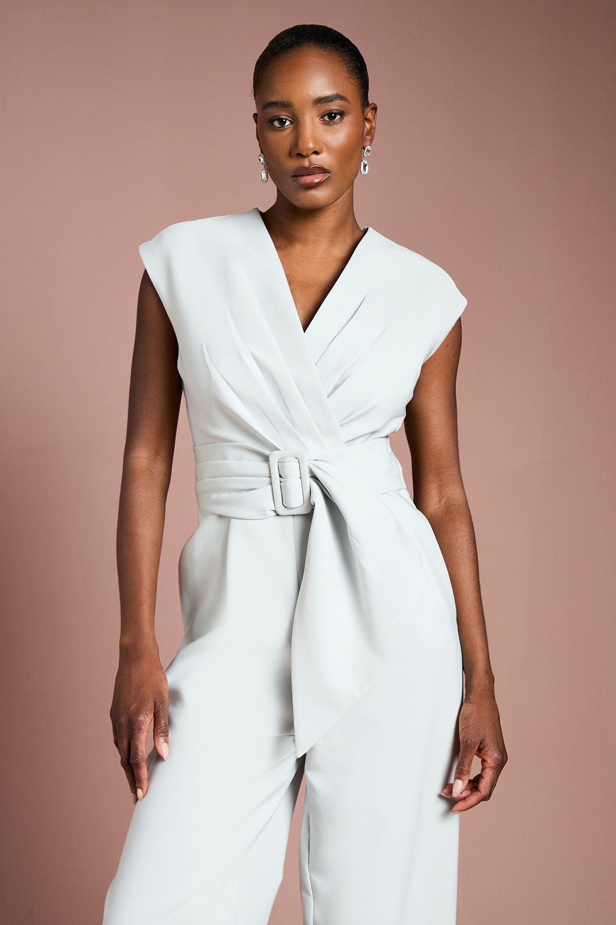 Coast Belted Crepe Jumpsuit Sage image 4