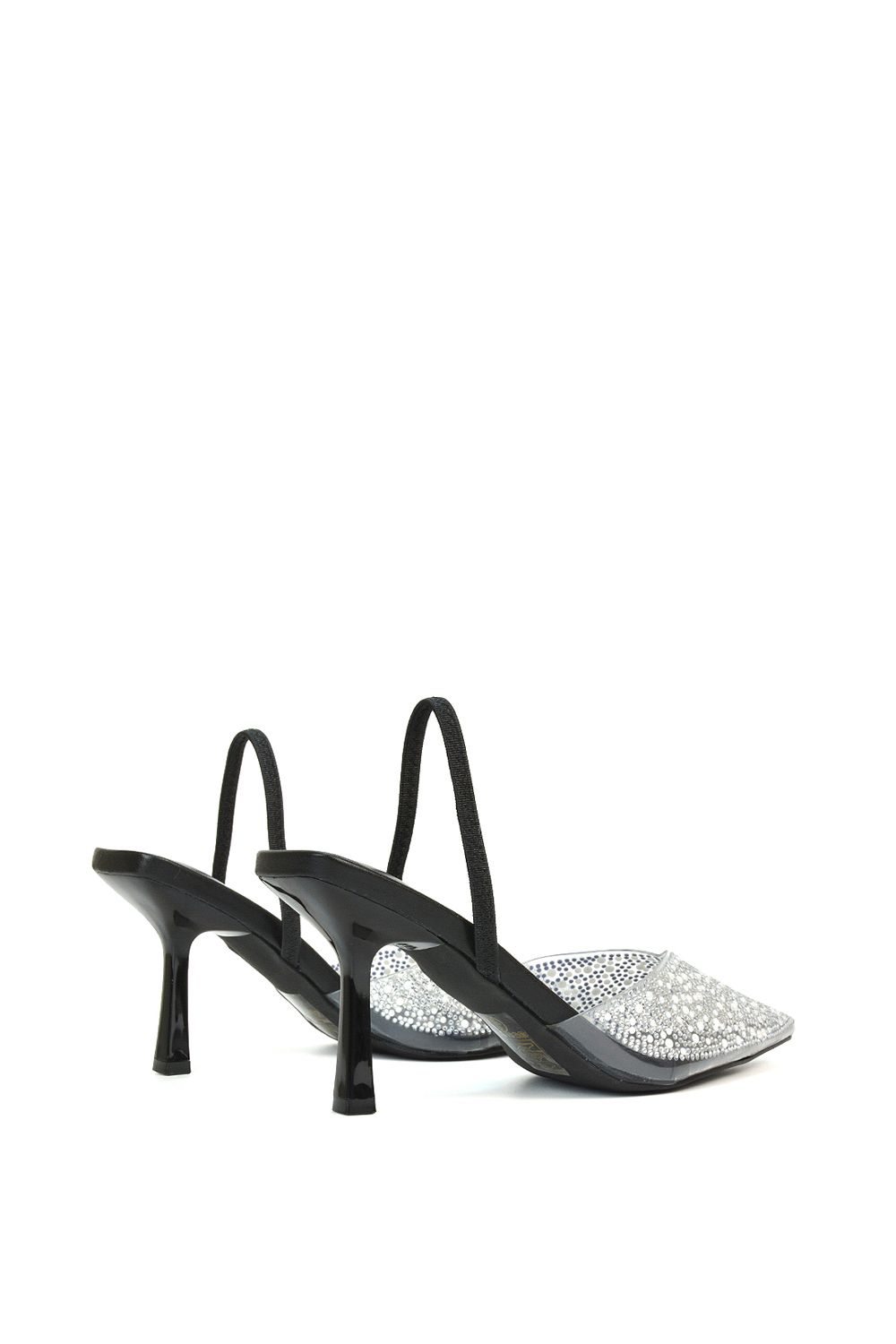 XY London 'Kadie' Perspex Jewel Pointed Toe Court Shoe Sandals With Slingback image 4