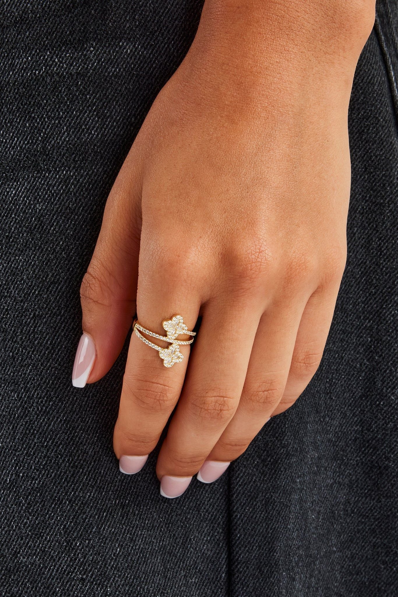 Cernucci 15mm Motif CZ Twist Ring - Gold image 2