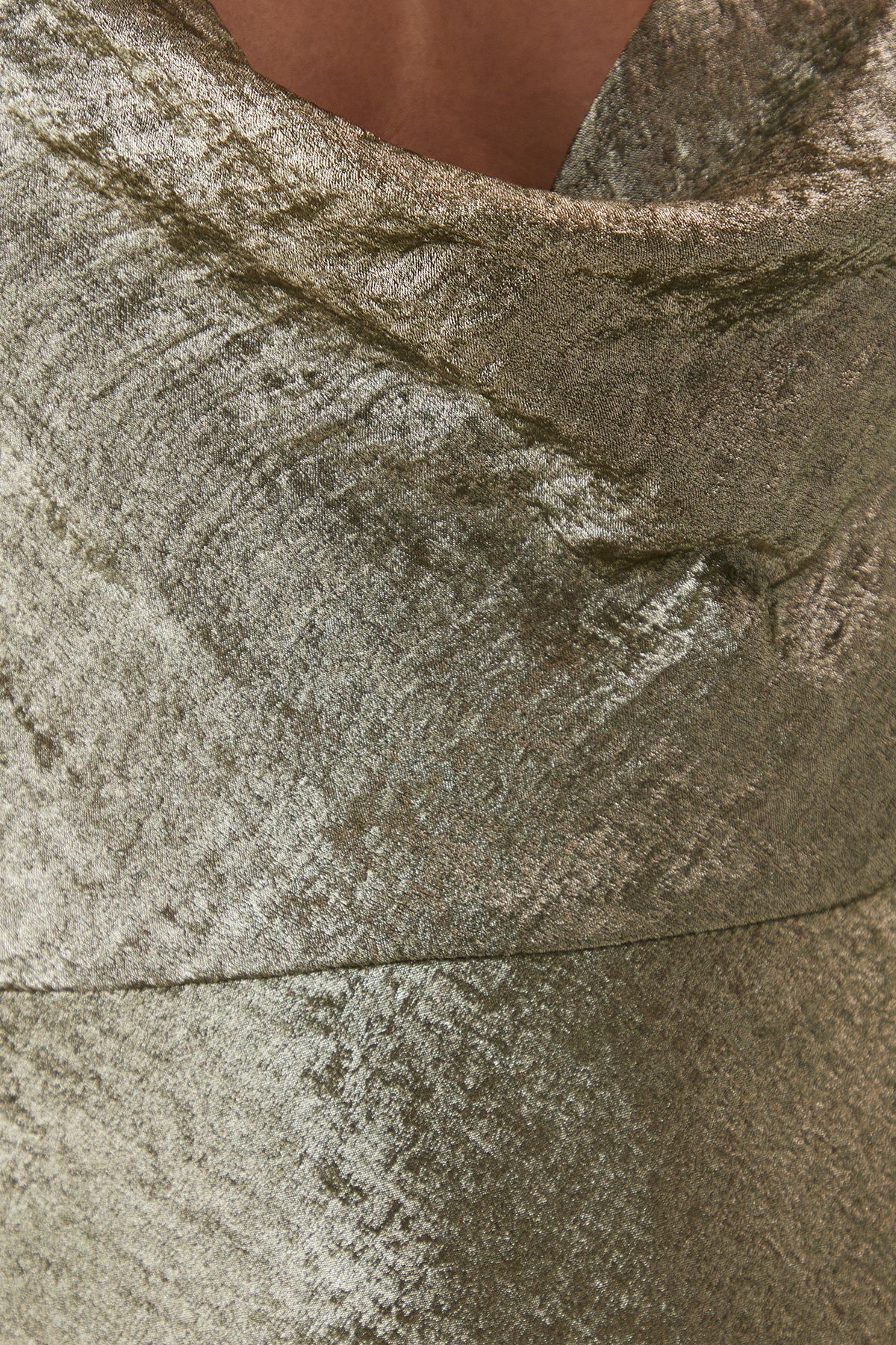 MissPap Metallic Asymmetric Cowl Dress Khaki image 5