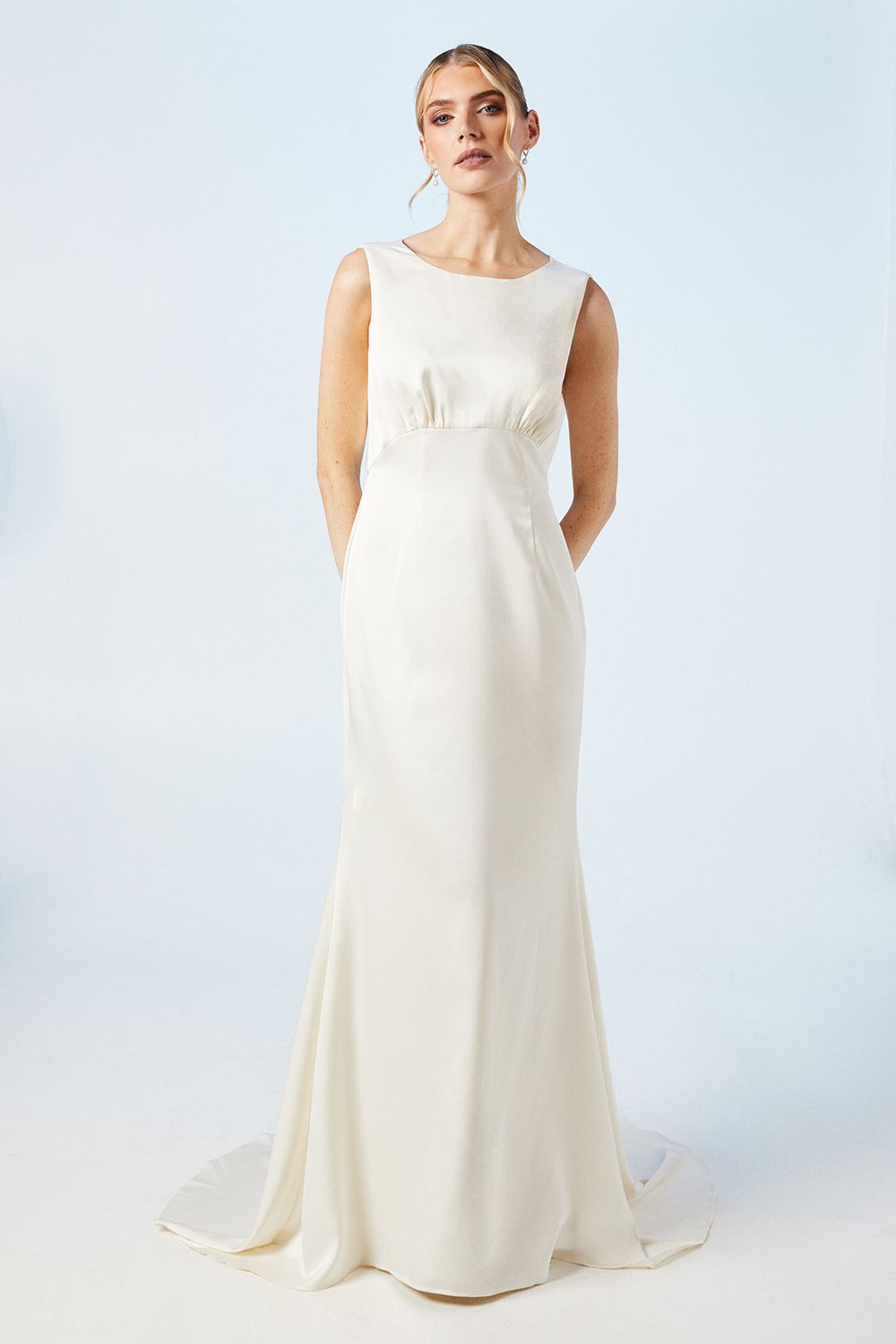 Coast Cowl Back Fishtail Wedding Dress With Puddle Ecru image 3