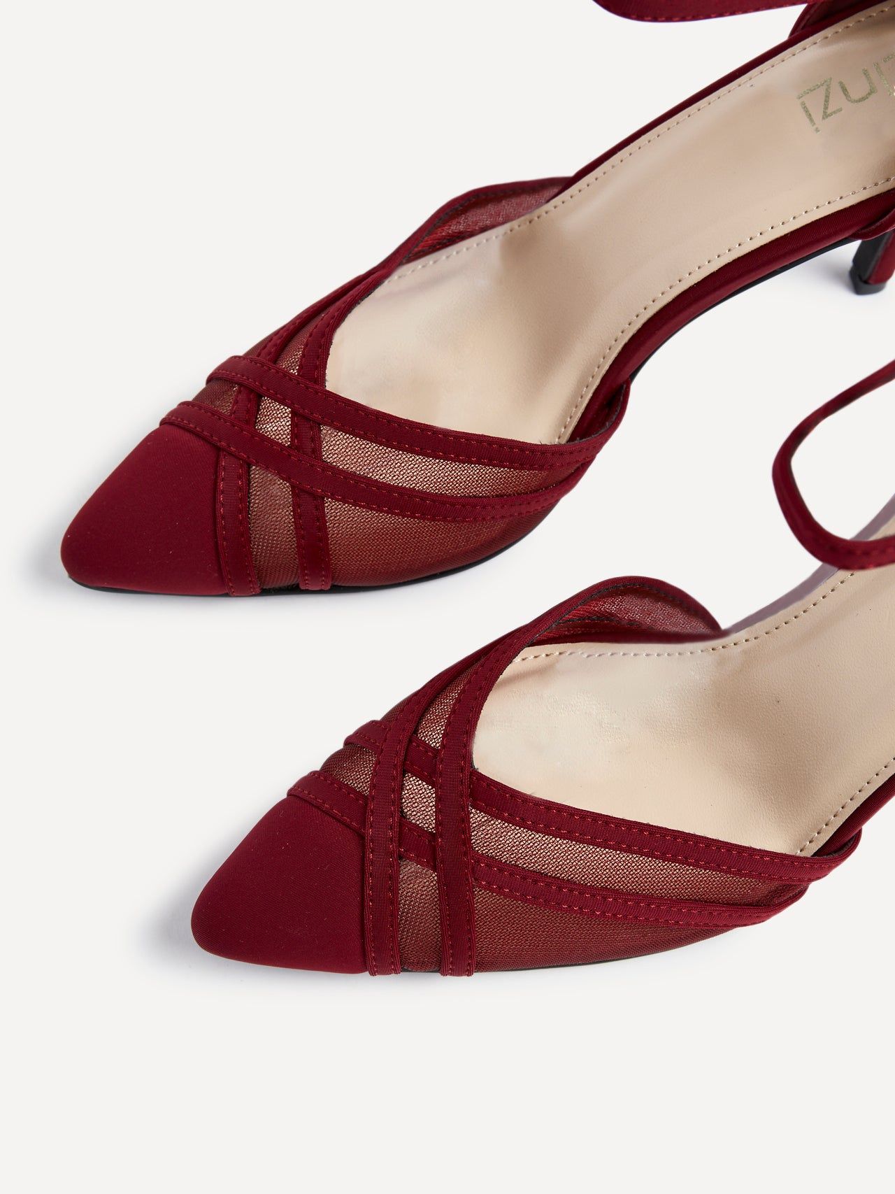 Linzi Siobhan Burgundy Mesh Closed Back Court Heel image 4