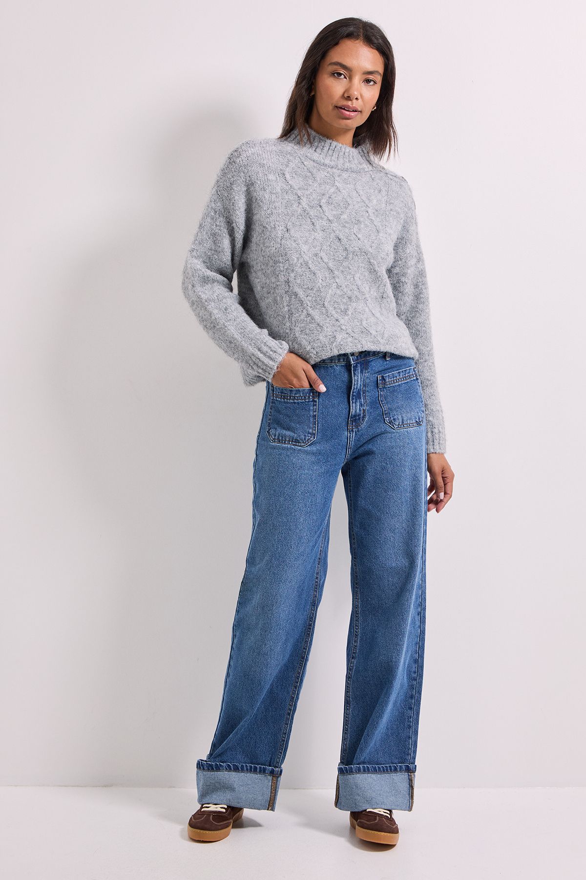 Dorothy Perkins Charcoal Cable Button Detail Jumper Charcoal image 1