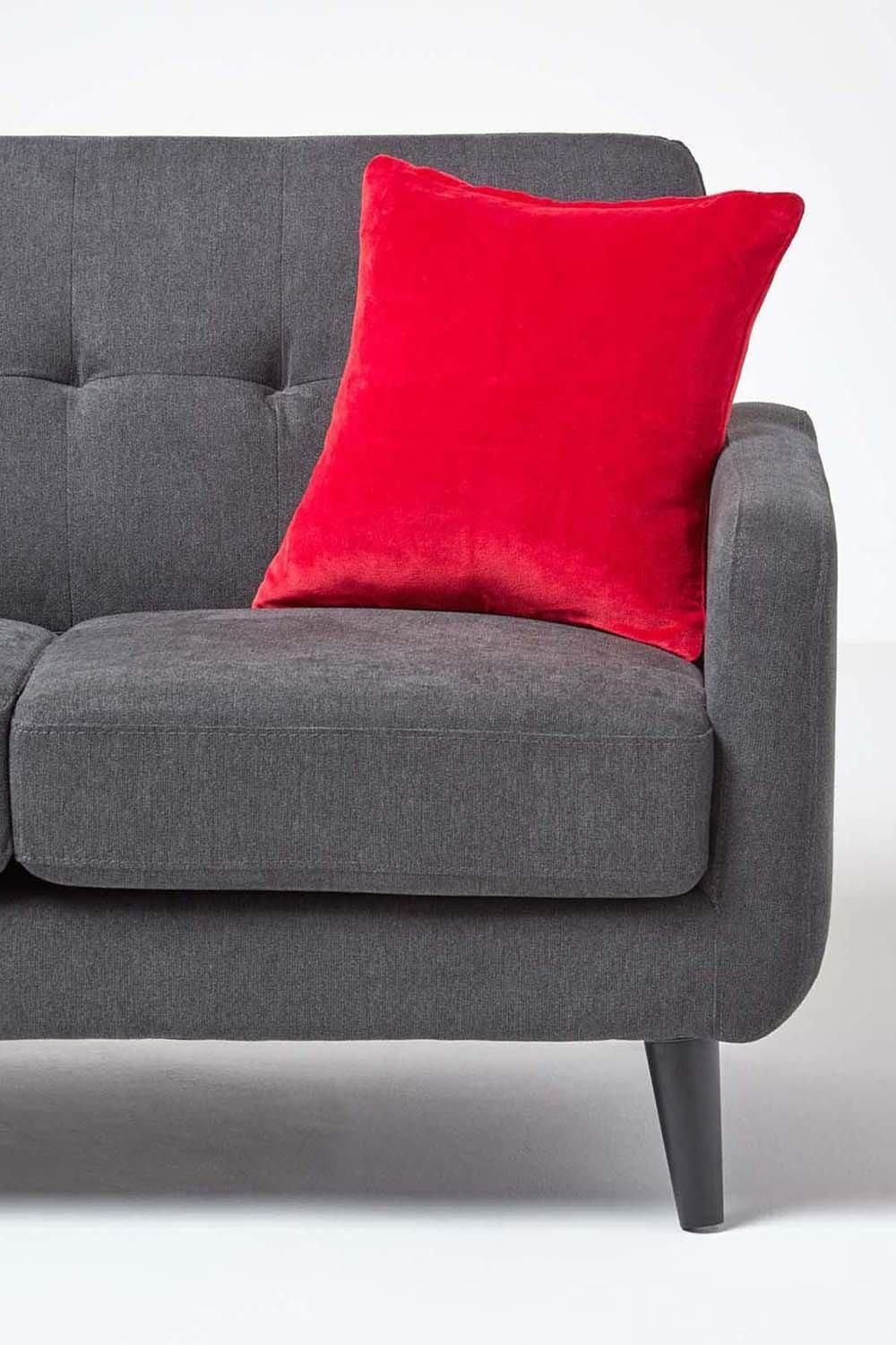 Homescapes Velvet Cushion Cover 100% Cotton, Soft & Machine Washable image 4