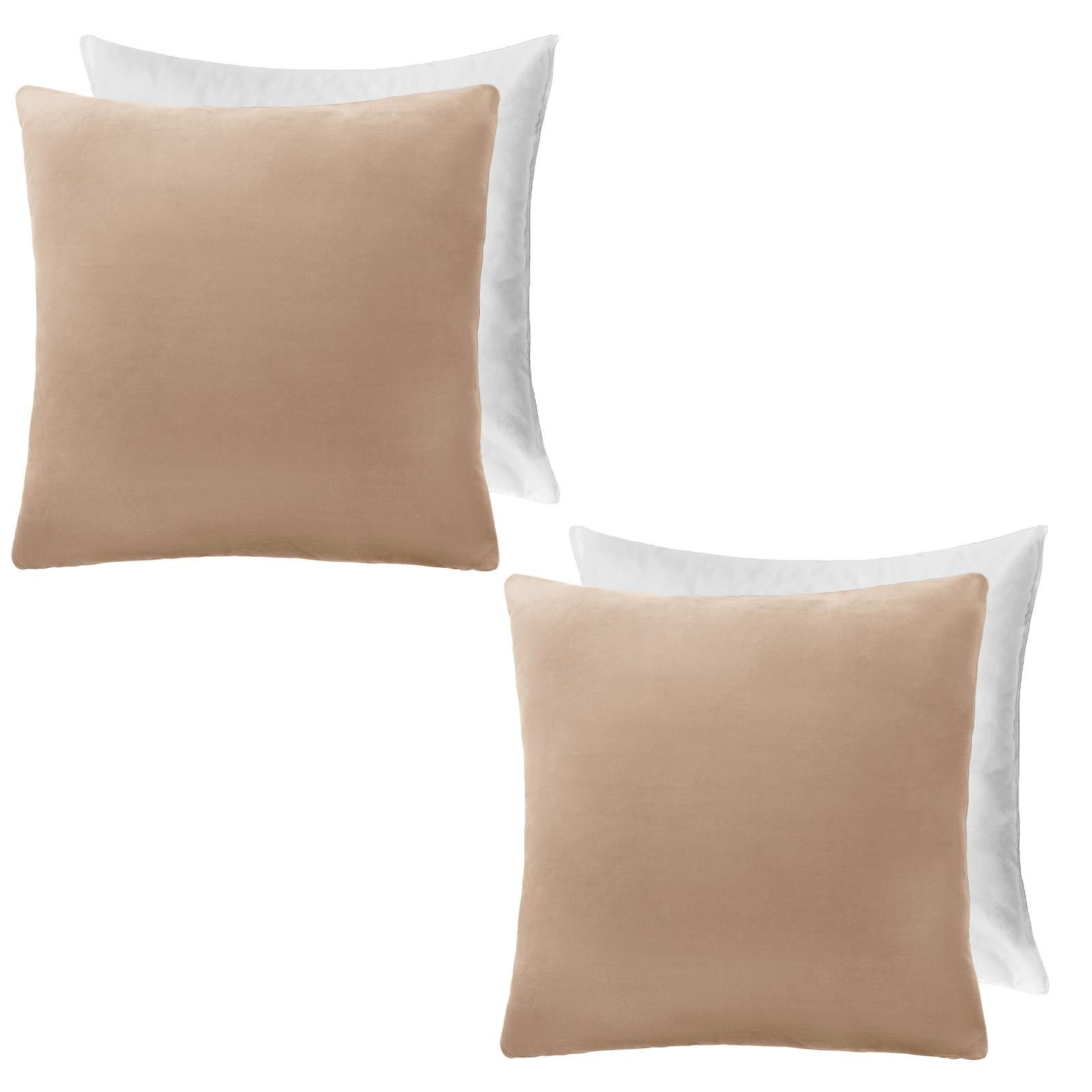 OHS 2 x Matte Velvet Filled Cushion Covers Soft Zip image 1