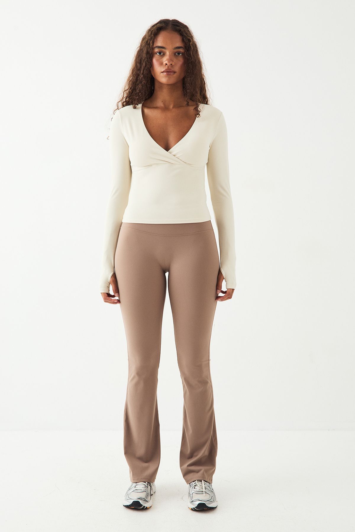 DSGN Studio DSGN Studio Ultra Sculpt Wrap Front Padded Long Sleeve Top Cream image 5