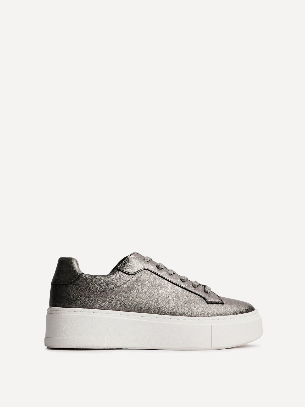 Linzi Jersey Pewter Faux Leather Lace Up Flatform Trainers image 3