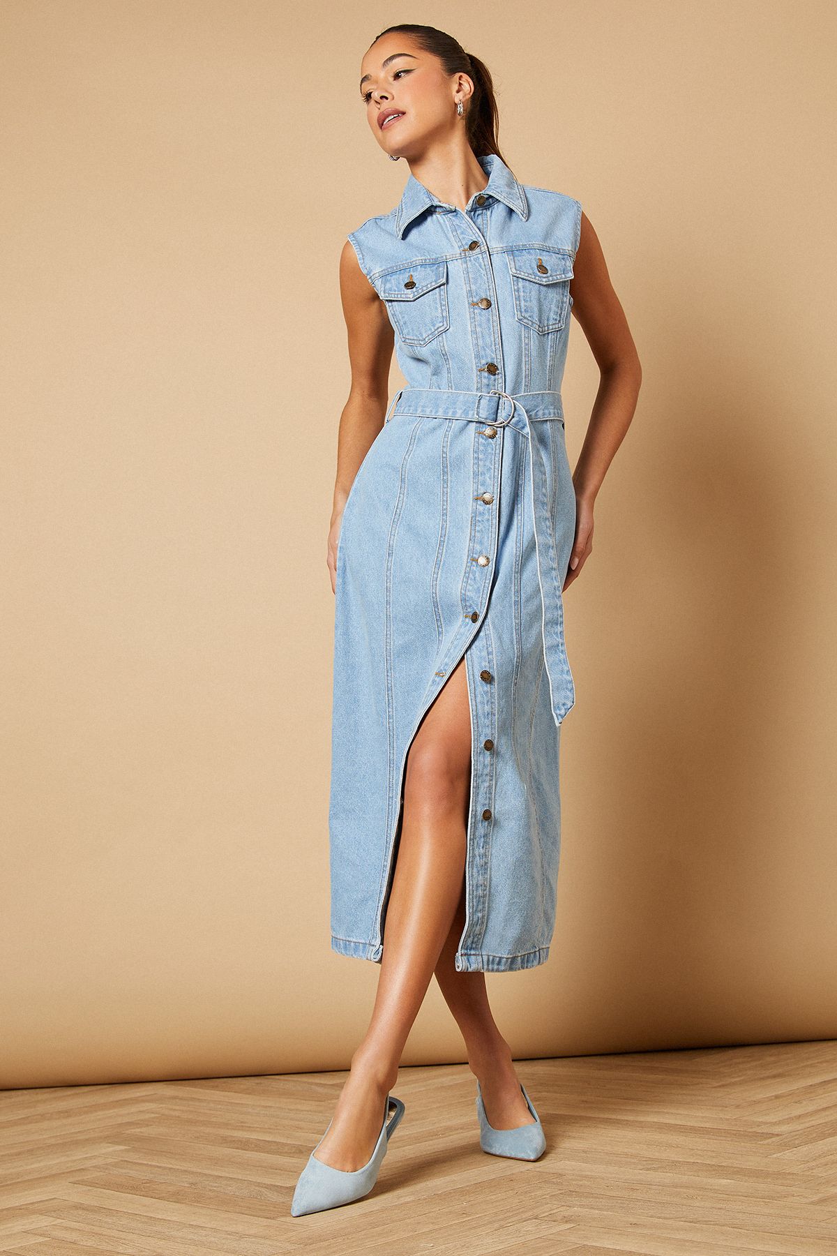 Oasis Adair Faux Suede Slingback Kitten Heel Court Shoes Blue image 2