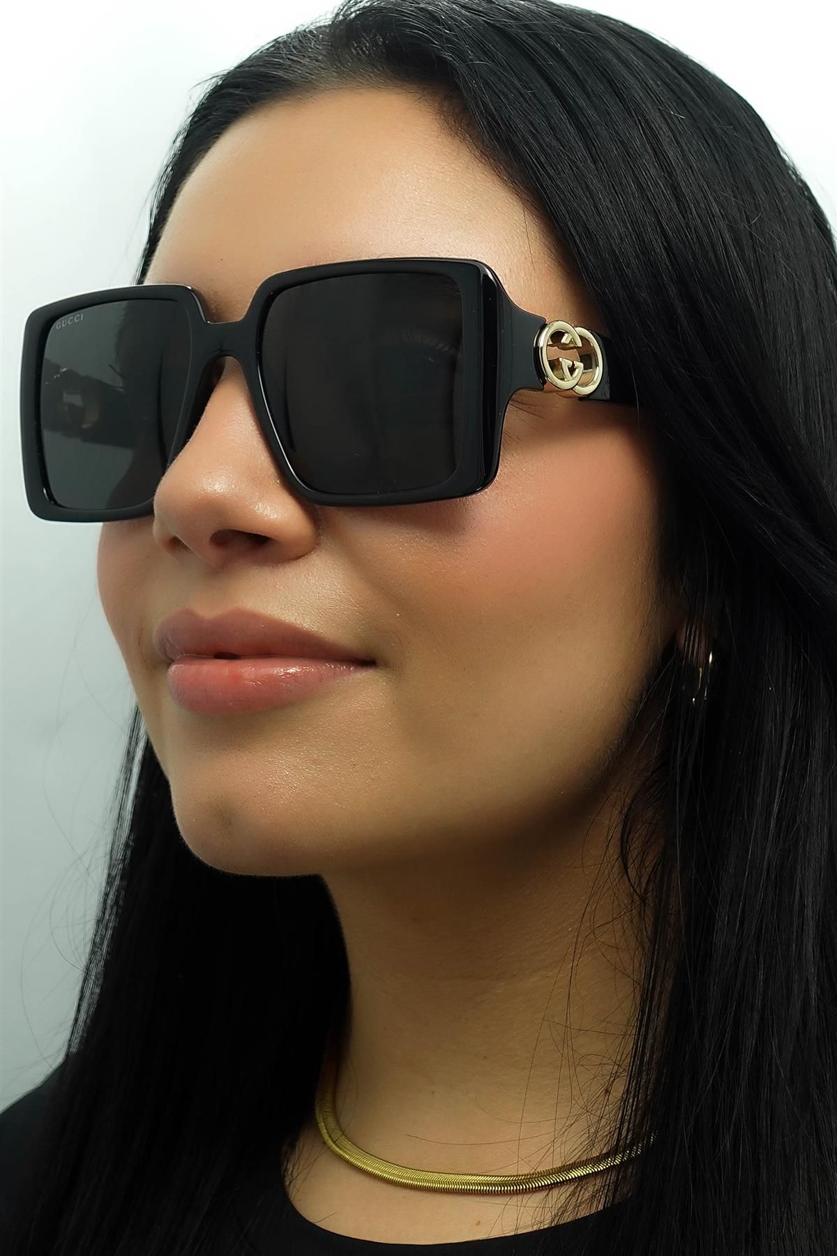 Gucci Square Black with Gold Grey GG1692S image 5