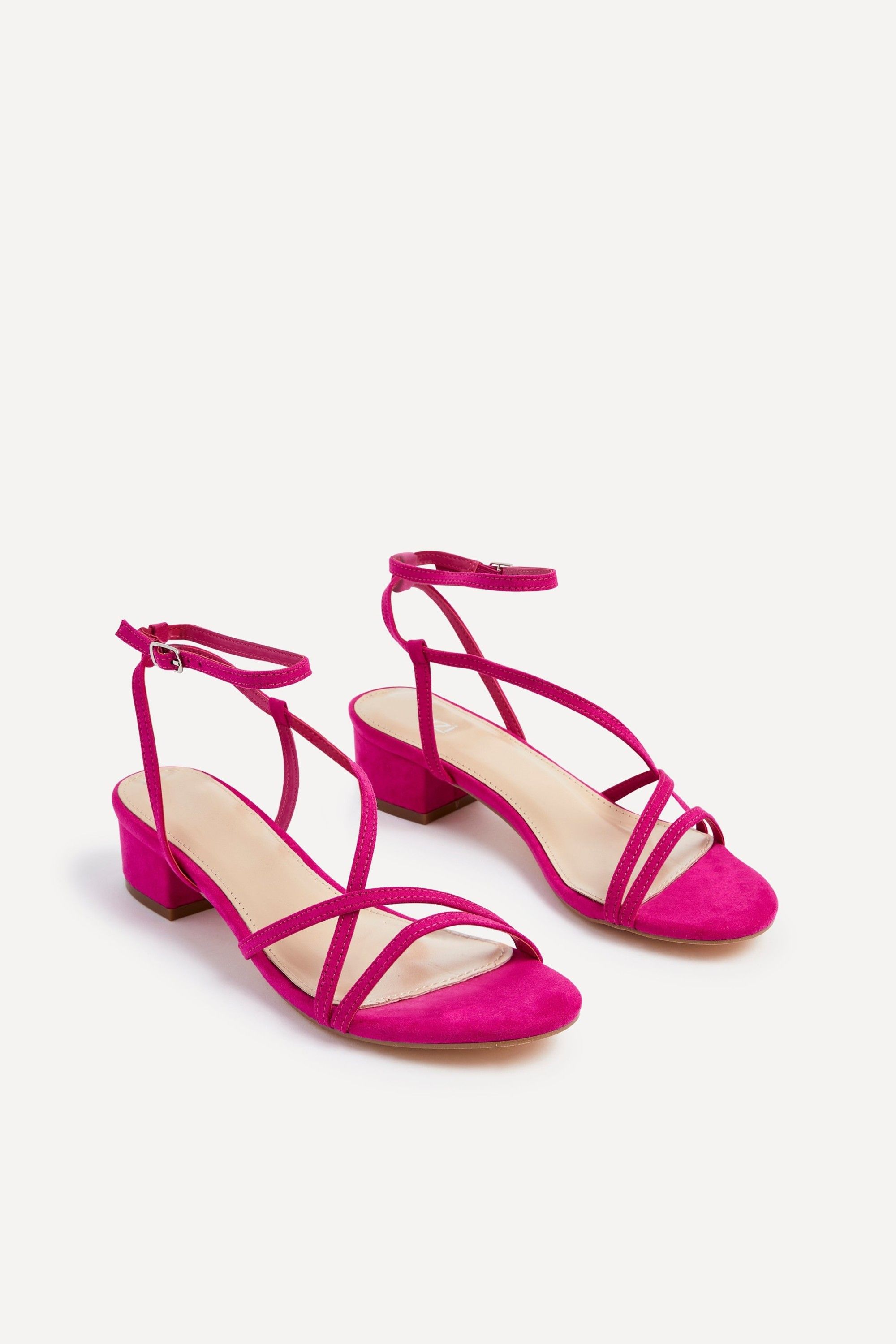 Linzi Calista Pink Faux Suede Strappy Low Block Sandal image 4