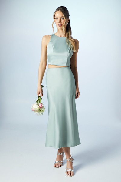 Oasis Satin Racer Bridesmaid Co-Ord Top Sage